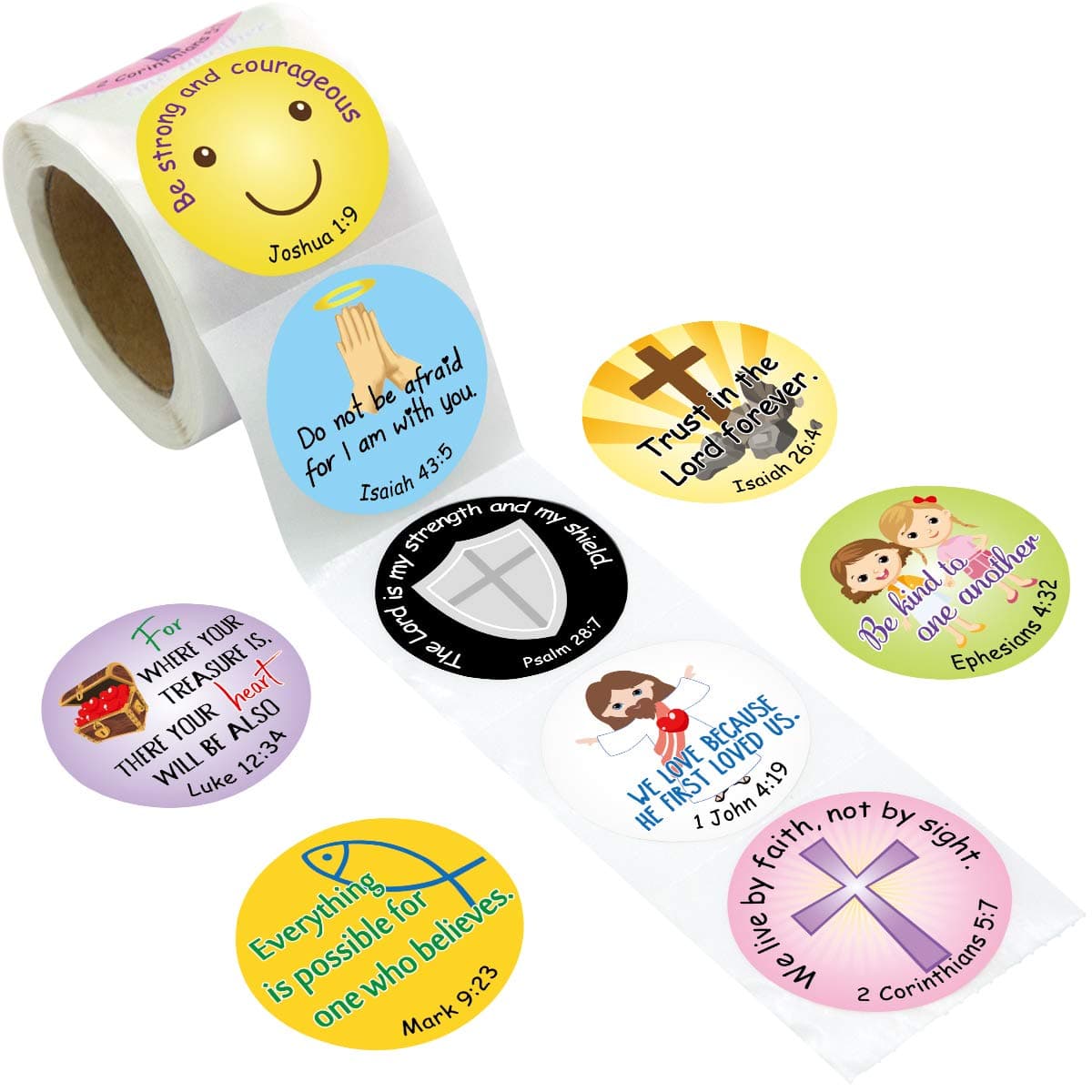 Christian Bible Verse Stickers for Kids Religious Scripture Quotes for Church VBS 200PCS Per Roll