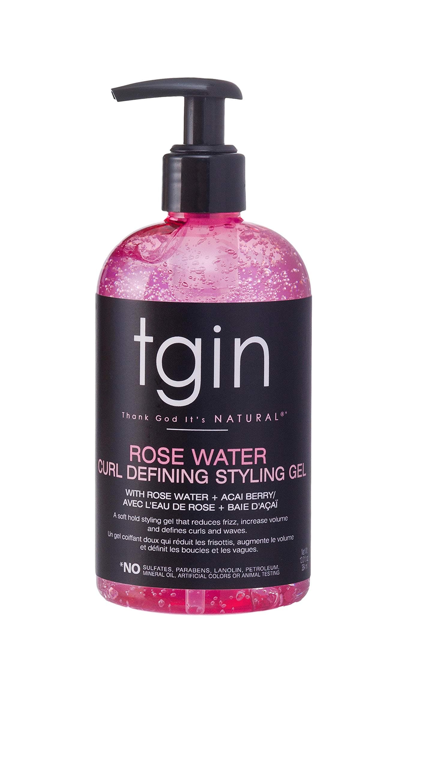 tgin Rose Water Curl Defining Styling Gel – Lightweight Hair Gel for Soft, Defined Curls – Curly Hair Products for Frizz Reduction & Volume Boost – No Buildup, Flake-Control Formula – 13 Oz