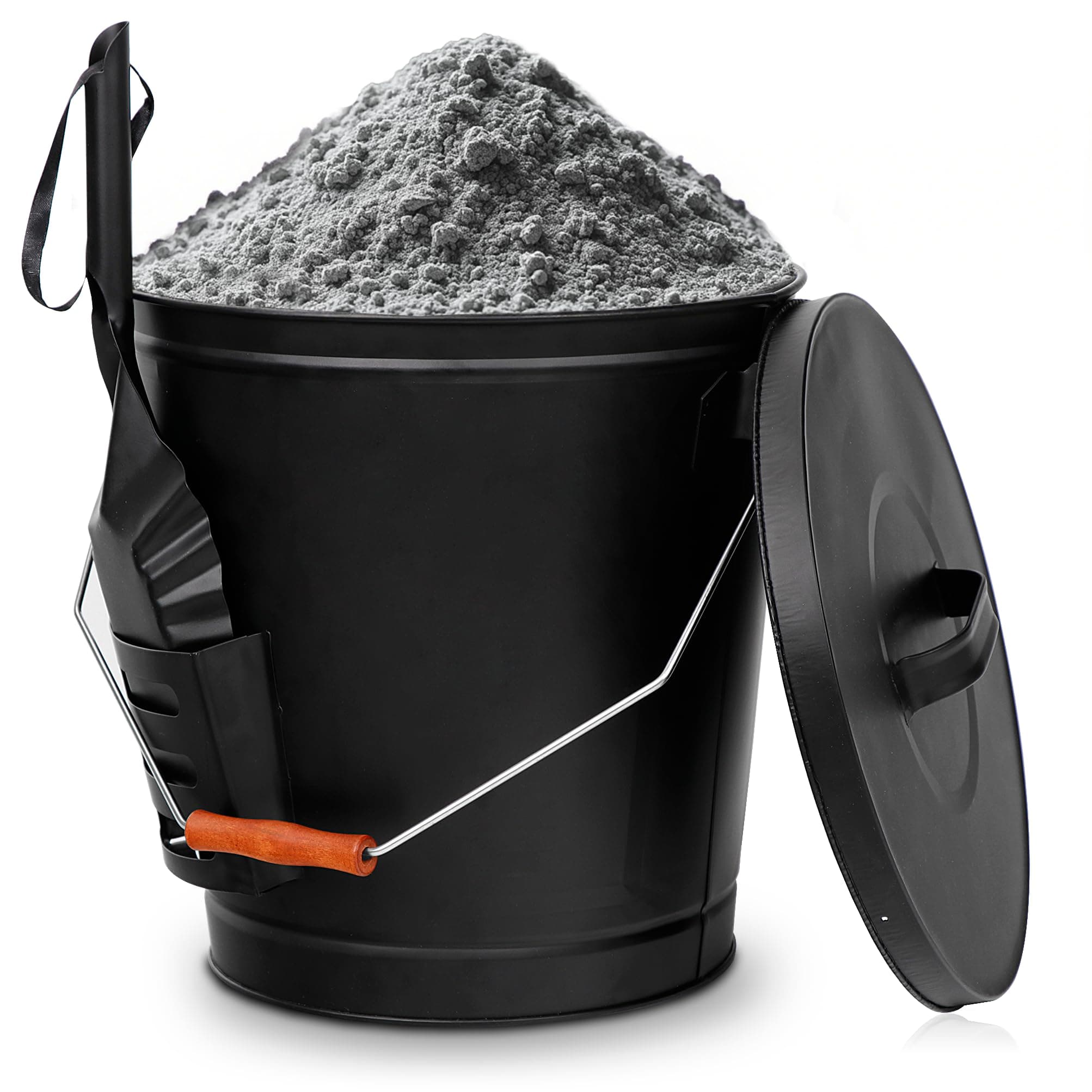 Nouva 5.15 Gallon Ash Bucket with Lid & Shovel - Galvanized Metal Coal Bucket Ash Can for Fireplace, Fire Pit, Wood Burning Stove,Grill, Hearth,Indoor & Outdoor