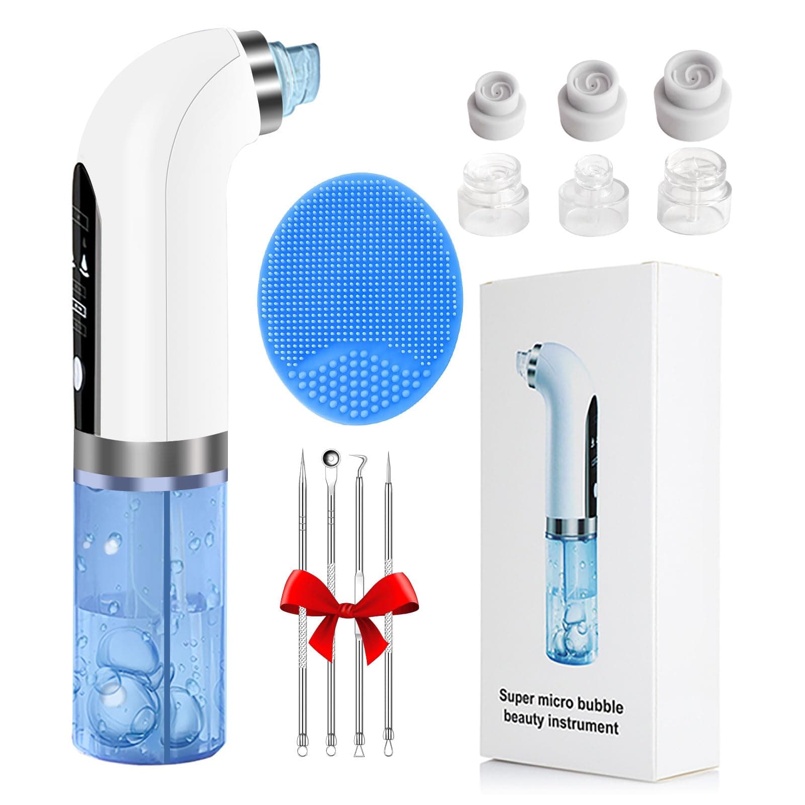Blackhead Remover Pore Vacuum Micro Bubble Pore Cleansing Machine Pimple Extractor Tools with 6 Suction Heads,3 Gears Adjustable Beauty Device