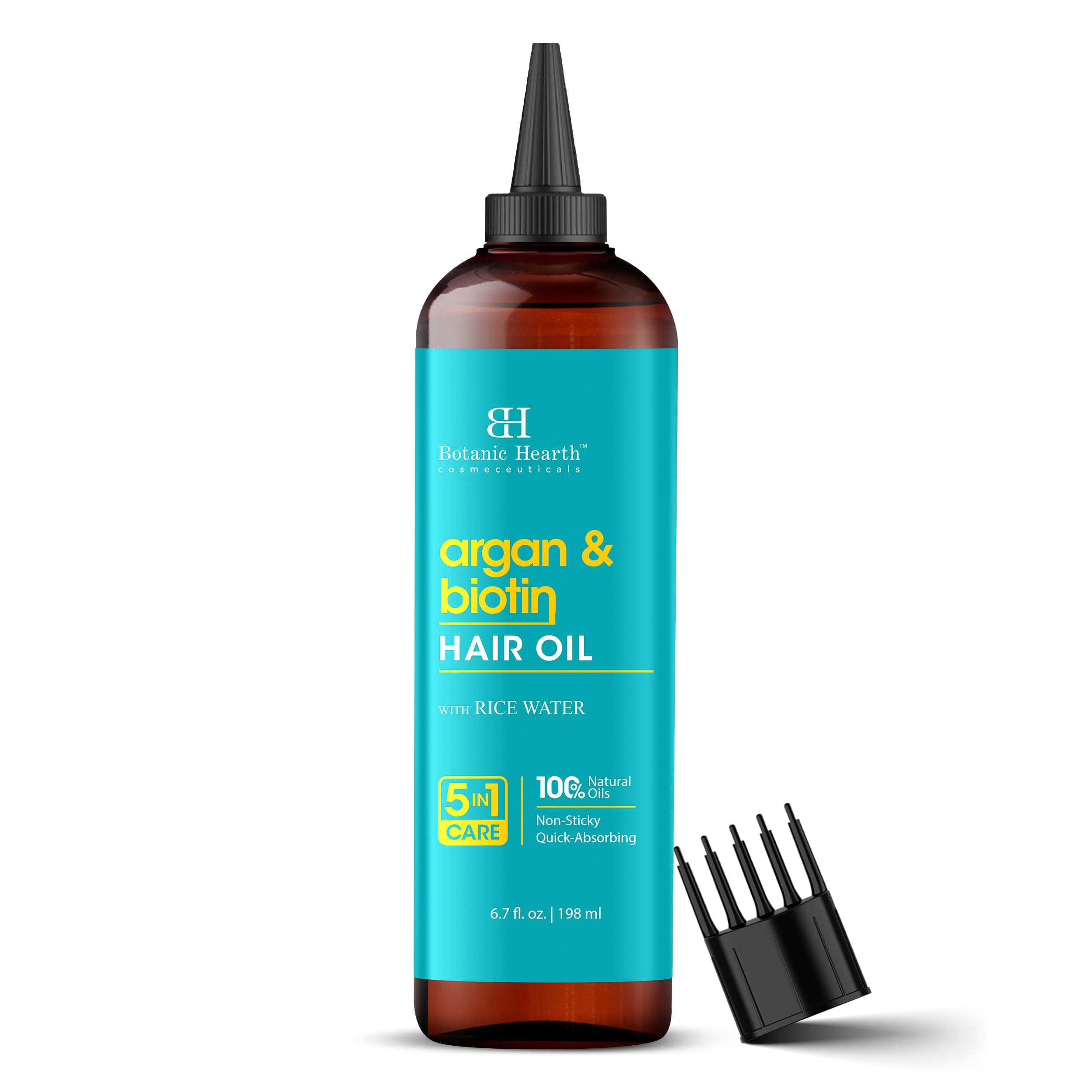 Botanic Hearth Argan & Biotin Hair Oil | 6.7 Fl Oz (198 ml) | Scalp Treatment for Hair Loss, Dry & Frizzy Hair Repair, Deep Nourishing Oil for All Hair Types | 100% Natural and Vegan