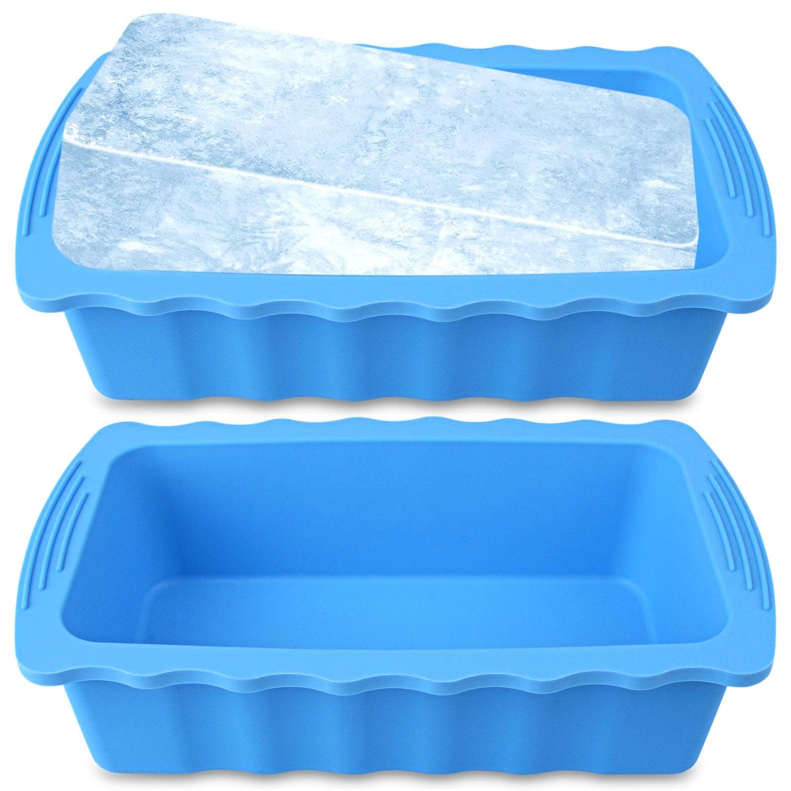 Haldane 2PC Extra Large Ice Block Molds, 6LB Giant Ice Cube Molds for Plunge Lab, Ice Container for Freezer, Thickened and Reinforced Silicone Ice Tray, Cold Plunge Tub Accessories, Blue