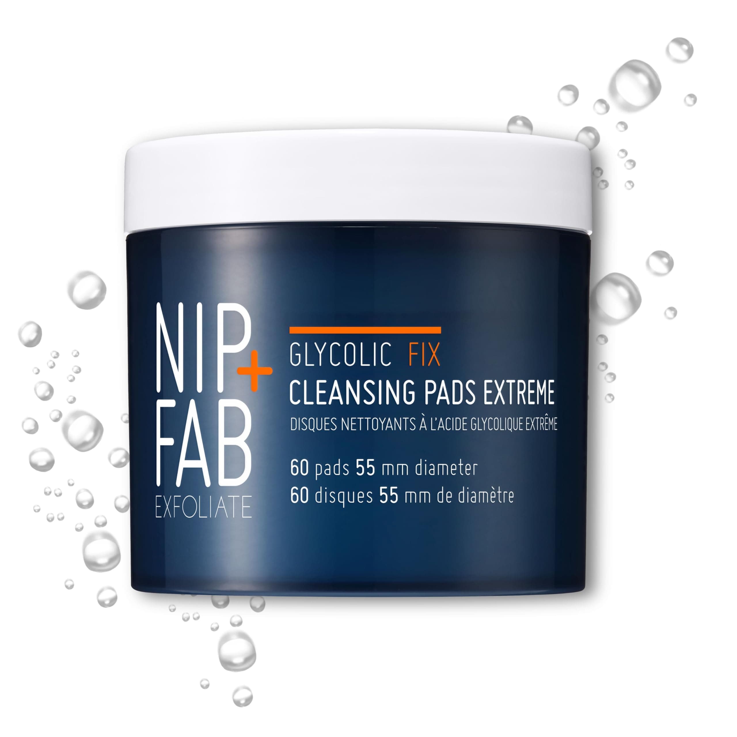 Nip + Fab Glycolic Fix Night Pads Extreme (60 Count) – 5% Glycolic Acid Exfoliating Face Pads with Salicylic Acid – Resurfacing AHA BHA Chemical Peel for Blemishes & Texture