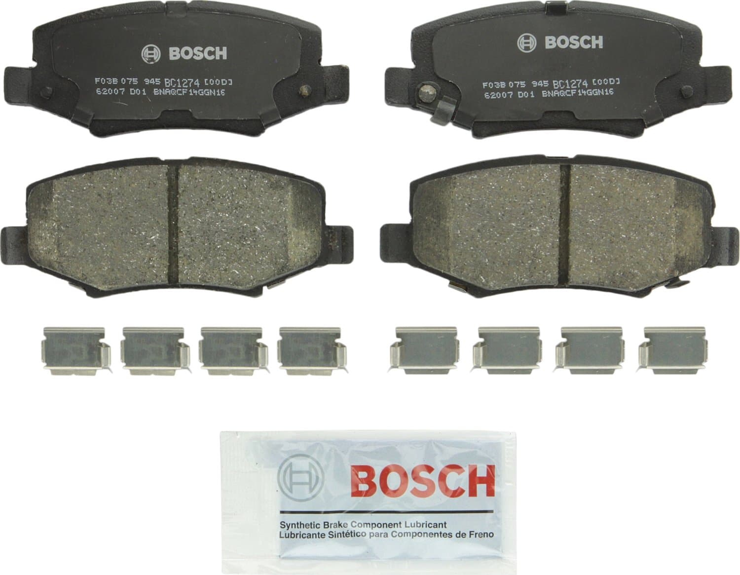 BOSCH BC1274 QuietCast Premium Ceramic Disc Brake Pad Set - Compatible With Select Dodge Nitro; Jeep Liberty, Wrangler; REAR