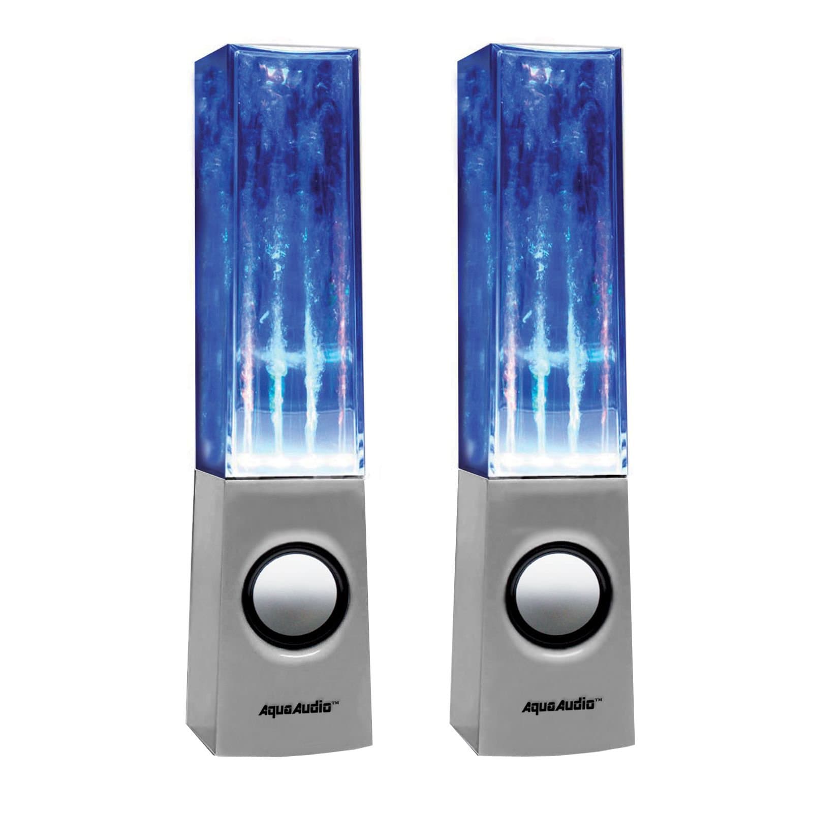 AquaAudio8482; Water Dancing Speakers - LED Light Watershow with Water Jets/Universal Stereo Speakers for Desktop PC Computers, Mac, Laptops, Smartphones, iPod, iPad, Tablets, Etc. (White)