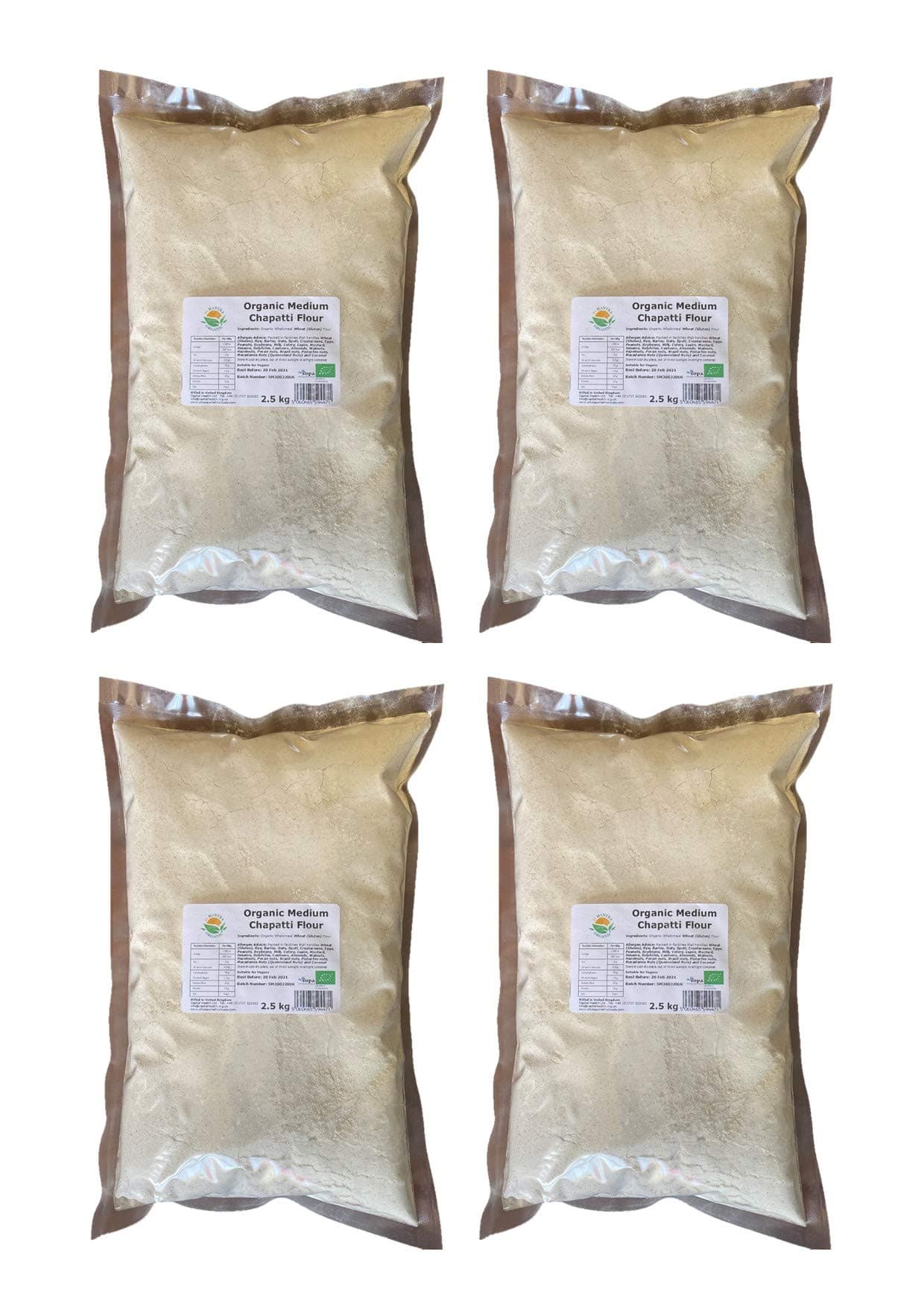 24 Mantra Organic Medium Chapatti Flour 4 x 2.5kg = 10kg