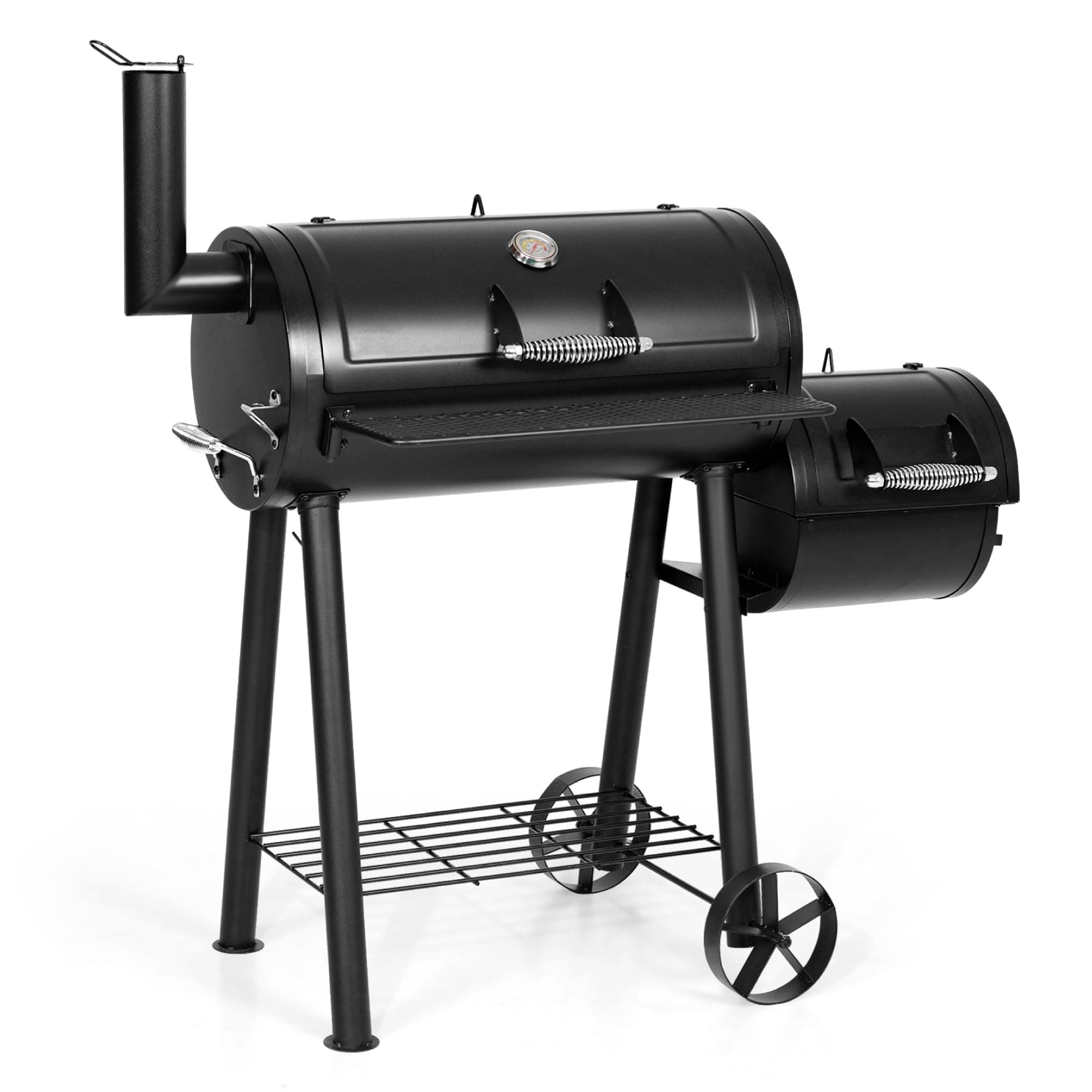 MFSTUDIO Heavy Duty Outdoor Smoker, BBQ Charcoal Grill with Offset Smoker, 512 Sq.In. Cooking Area for Barbecue Smoker, Black