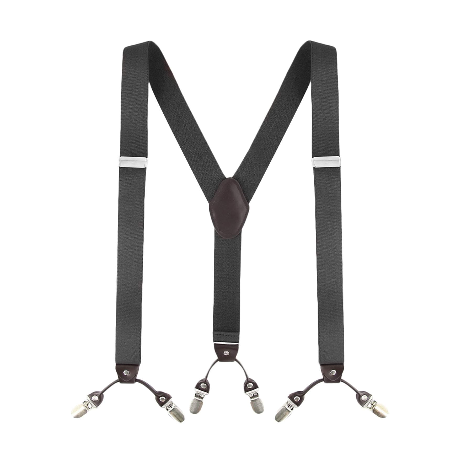 MLM Mens Braces Braces for Men Heavy Duty 6 Clips Wide 1.4" Y-Back Elastic Durable Suspenders with Thicken Wide Metal Clips (1 Year Warranty)