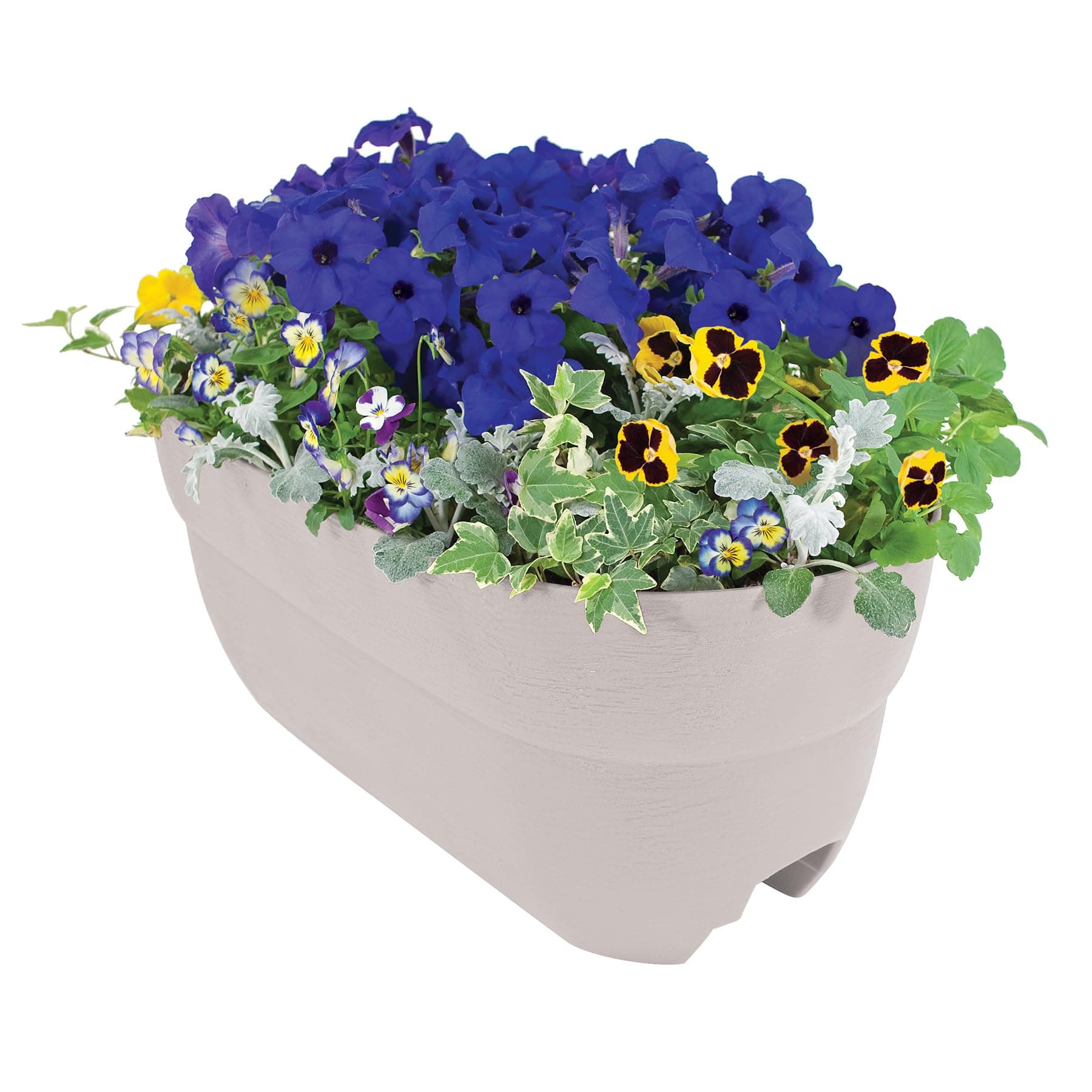 Bloomers Railing Planter with Drainage Holes – 24" Weatherproof Resin Planter – Polyethylene plastic - White