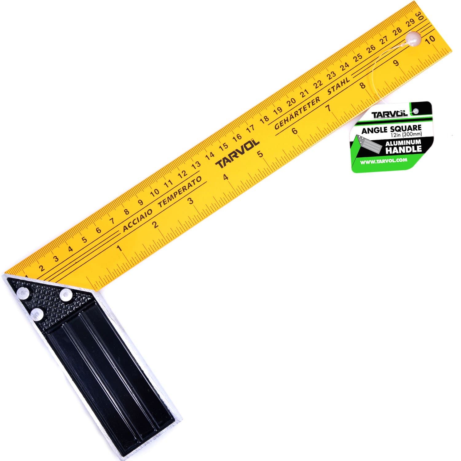 12" Carpenters Square (HEAVY DUTY HARDENED STEEL) 12 Inch / 30 CM Framing Square - 90 Degree Angle with Combination Handle - Rafter Tri Mitre Square - Perfect Tool For Carpenters, Roofing, More