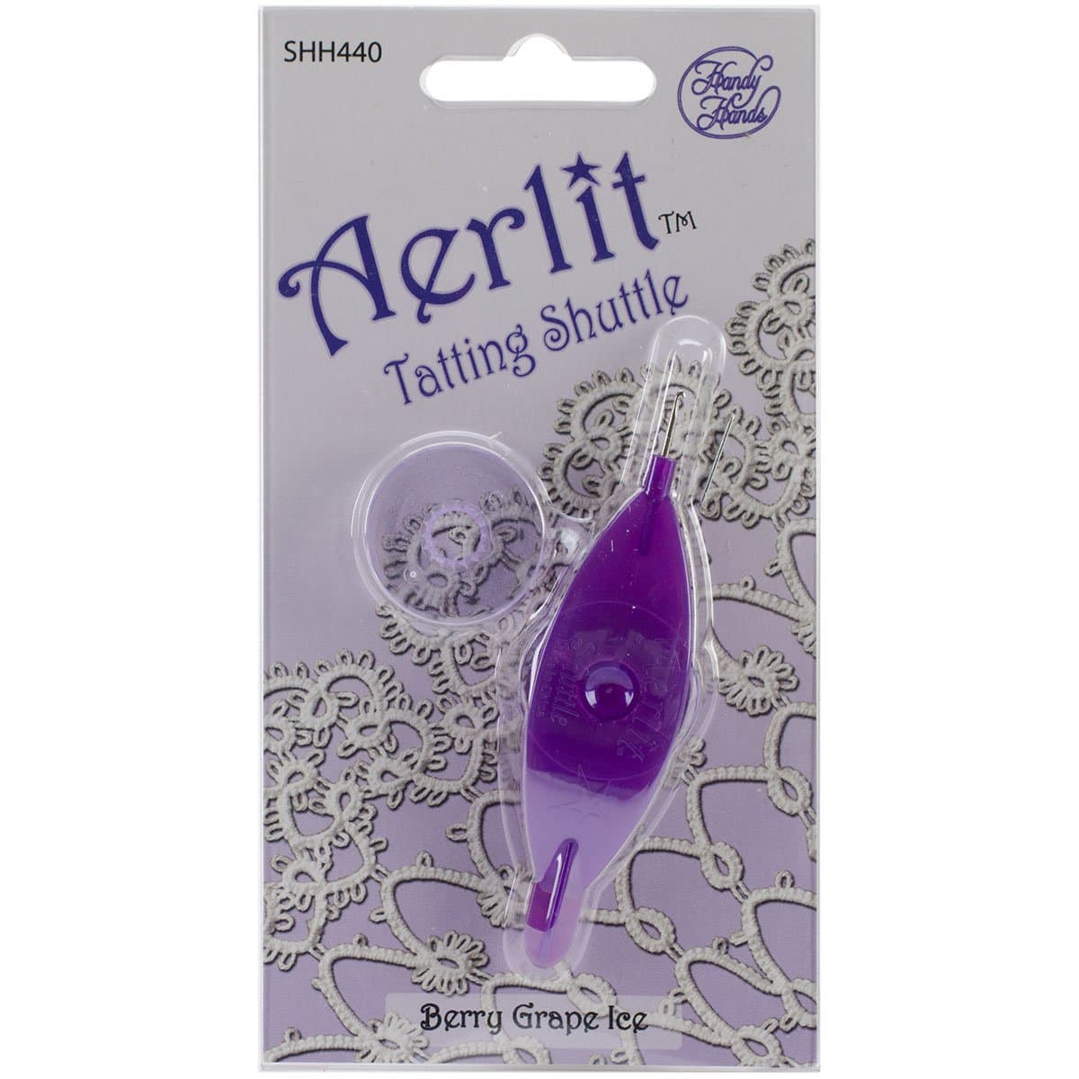 Aerlit Tatting Shuttle with 2 bobbins – SHH440, Berry Grape ice