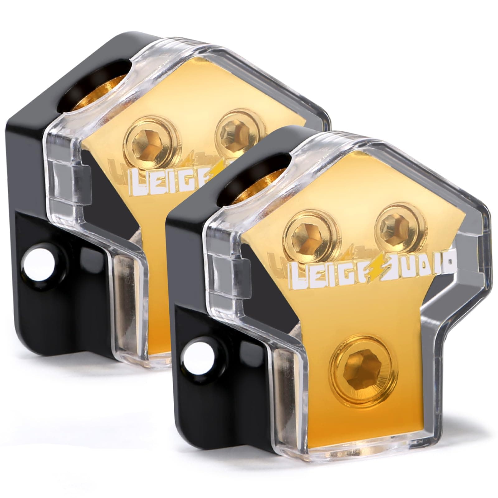 0/2/4 Gauge in 4/8 Gauge AWG Out Amp Power Distribution Block for Car Audio Splitter-2 Way(2 Pack)
