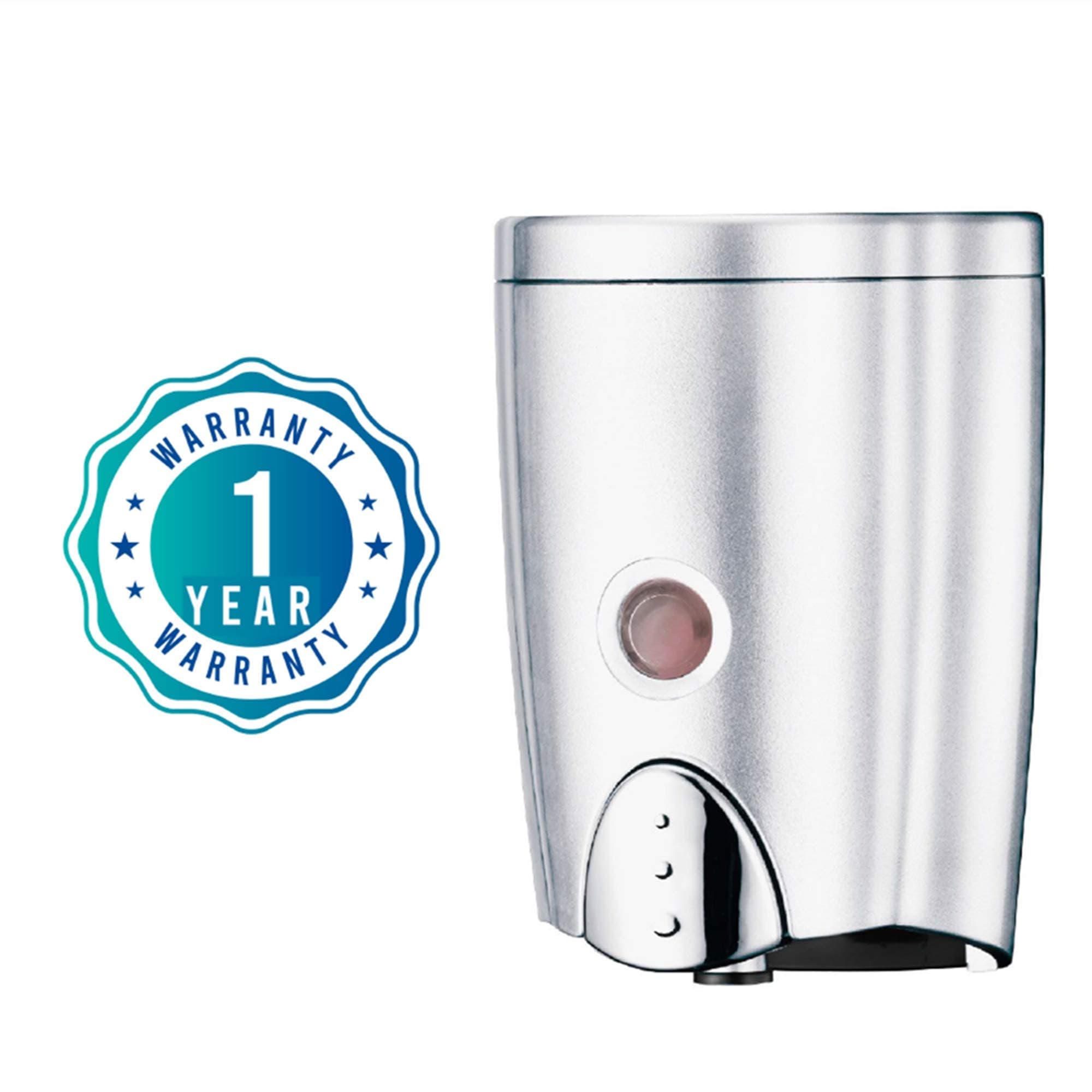 HOMEPLUZ Simply Silver Manual Wall Soap Dispenser (580ml) - Durable Rust Resistant ABS Plastic Casing - Wall Mounted for Kitchen, Bathroom, Home Office, Hotel, Commercial Buildings