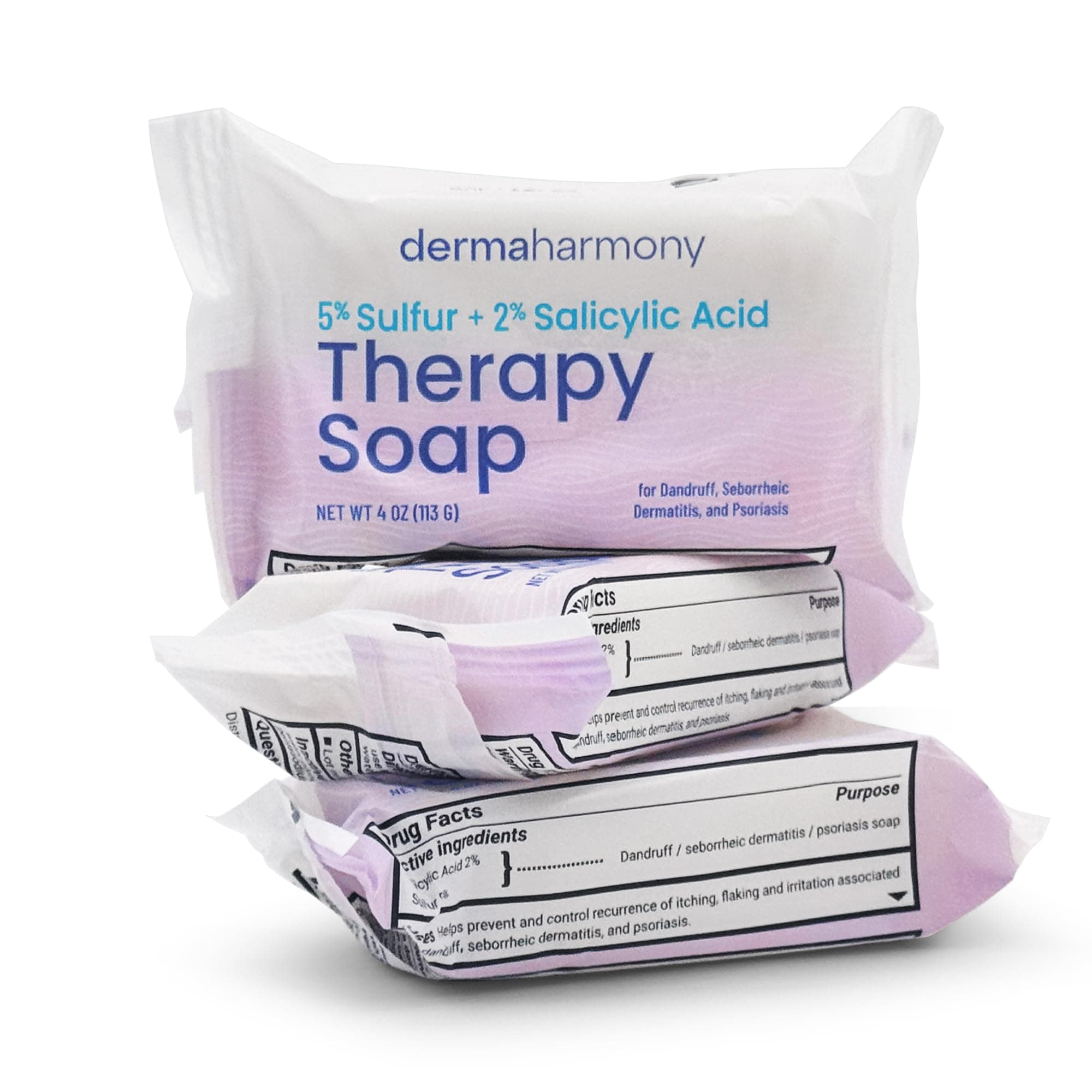 5% Sulfur 2% Salicylic Acid Bar Soap 4 oz – Crafted for those with Seborrehic Dermatitis, Dandruff, and Psoriasis (3 Pack)