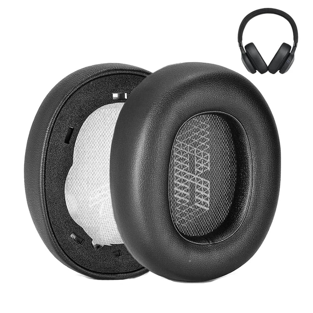 Replacement E65 Earpads for JBL E65BTNC/ Live 650 (650NC 650BTNC)/Live 660 (660NC 660BTNC)/Duet NC Headphone, A Pair of Protein Leather & Memory Foam Earmuff Cushion Ear Cup Cover Repair Parts, Black