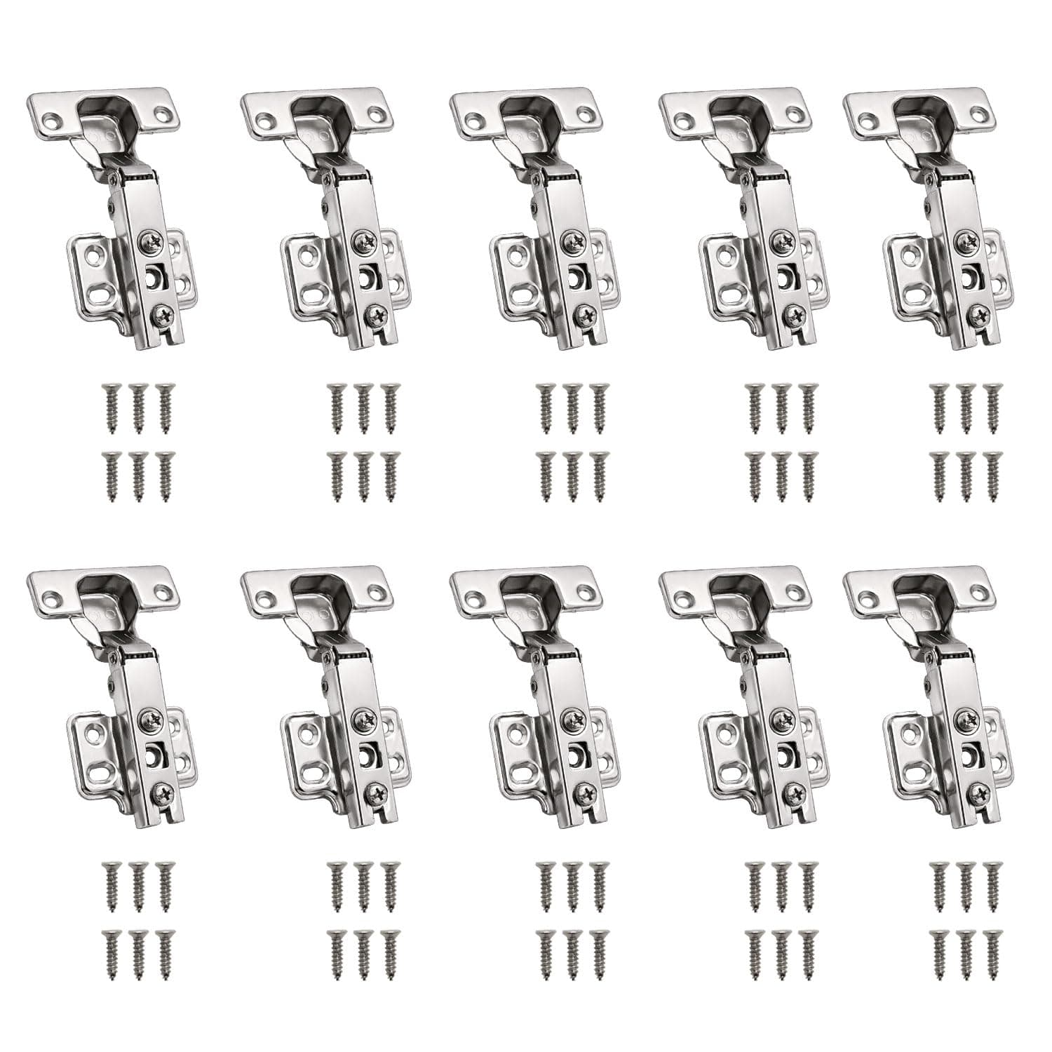 Volo European Style Steel Auto Concealed Cabinet Hinges (Pack of 5 Sets) (0 Crank- Full Overlay)