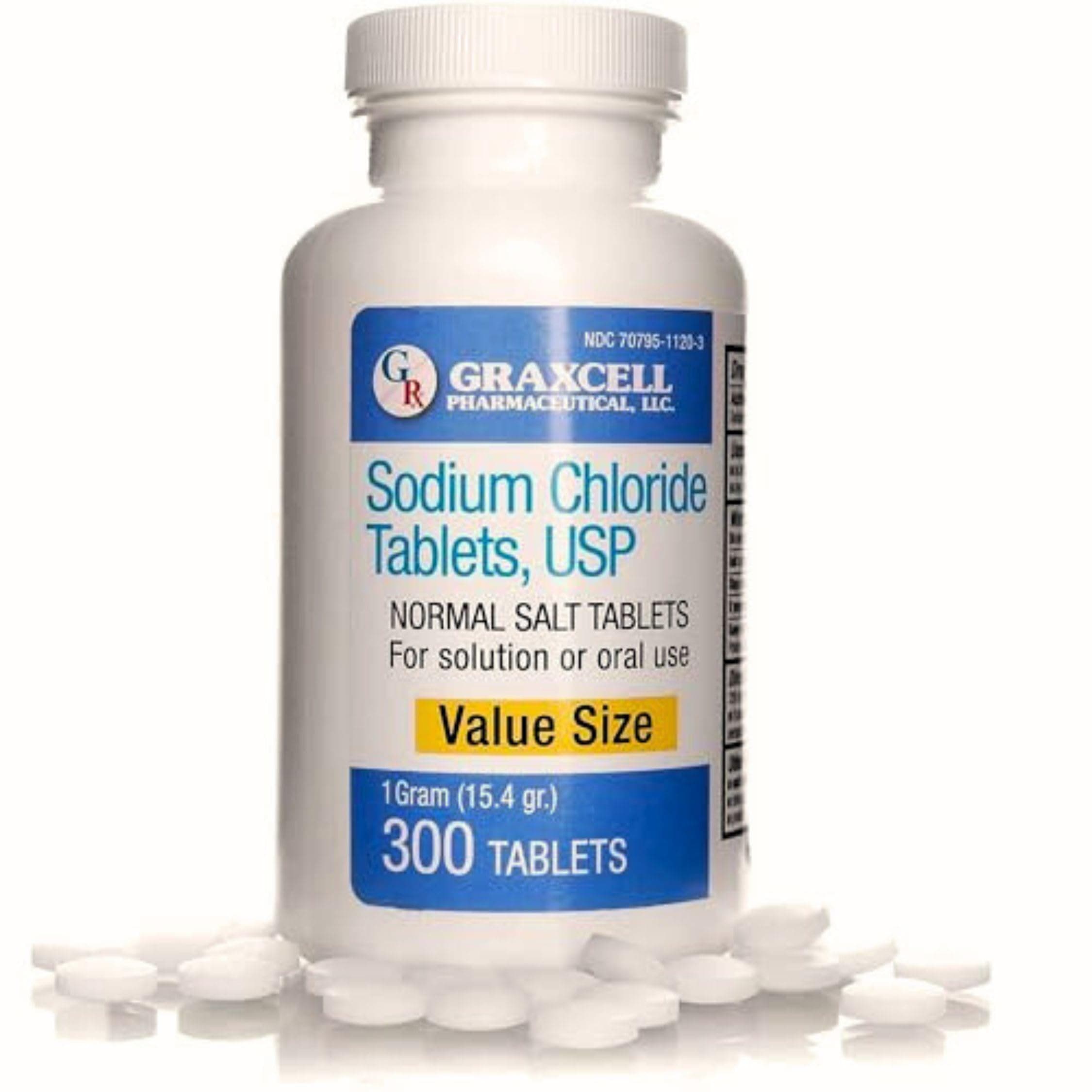 Sodium Chloride Tablets 1gm | Electrolyte Salt for POTS Syndrome and Dysautonomia Support | Rapid Rehydration| 15.4gr. | 300 Count | Made in The USA