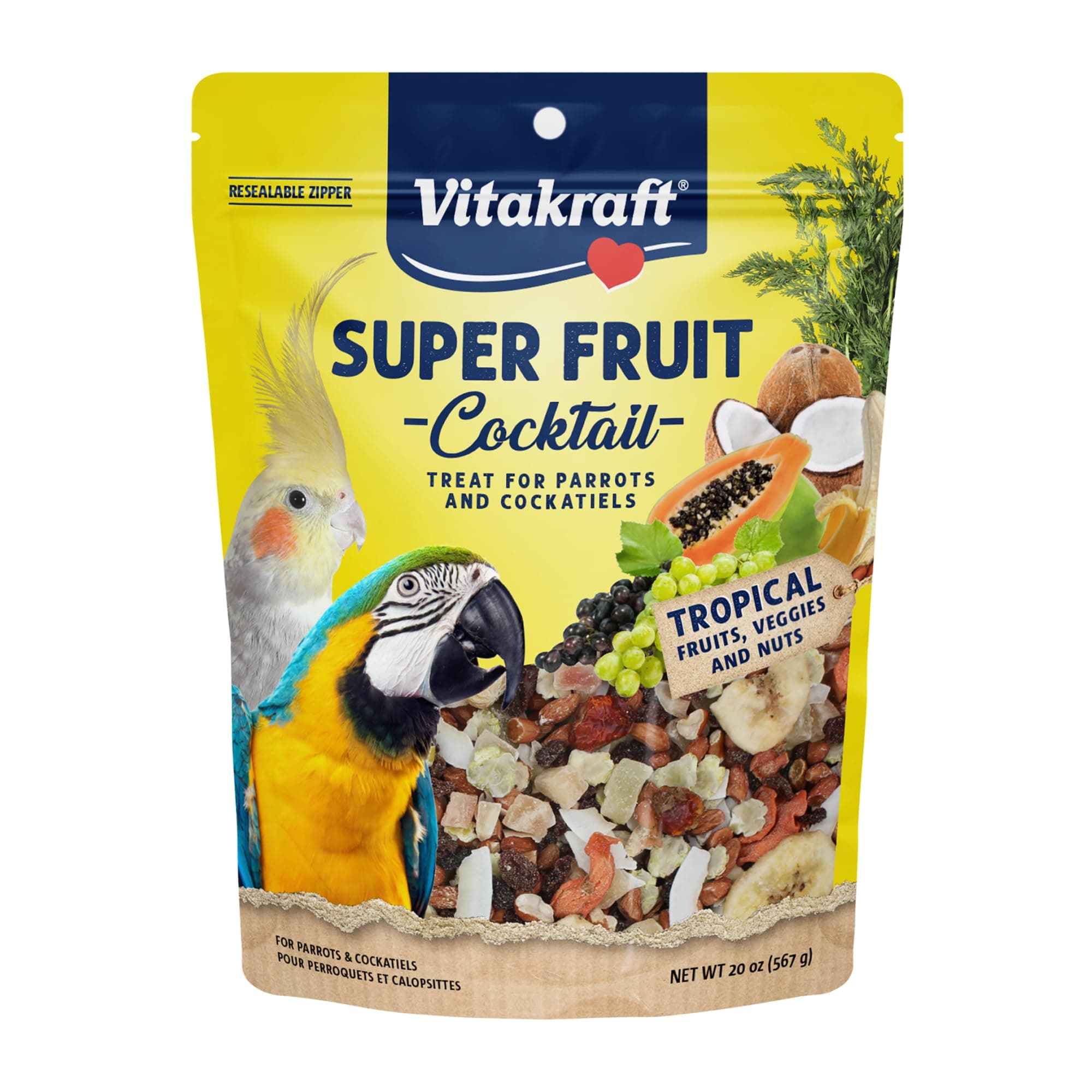 Vitakraft Fresh Super Fruit Cocktail - Tropical Parrot Fruit Blend - Parrot and Cockatiel Treat 1.25 Pound (Pack of 1)
