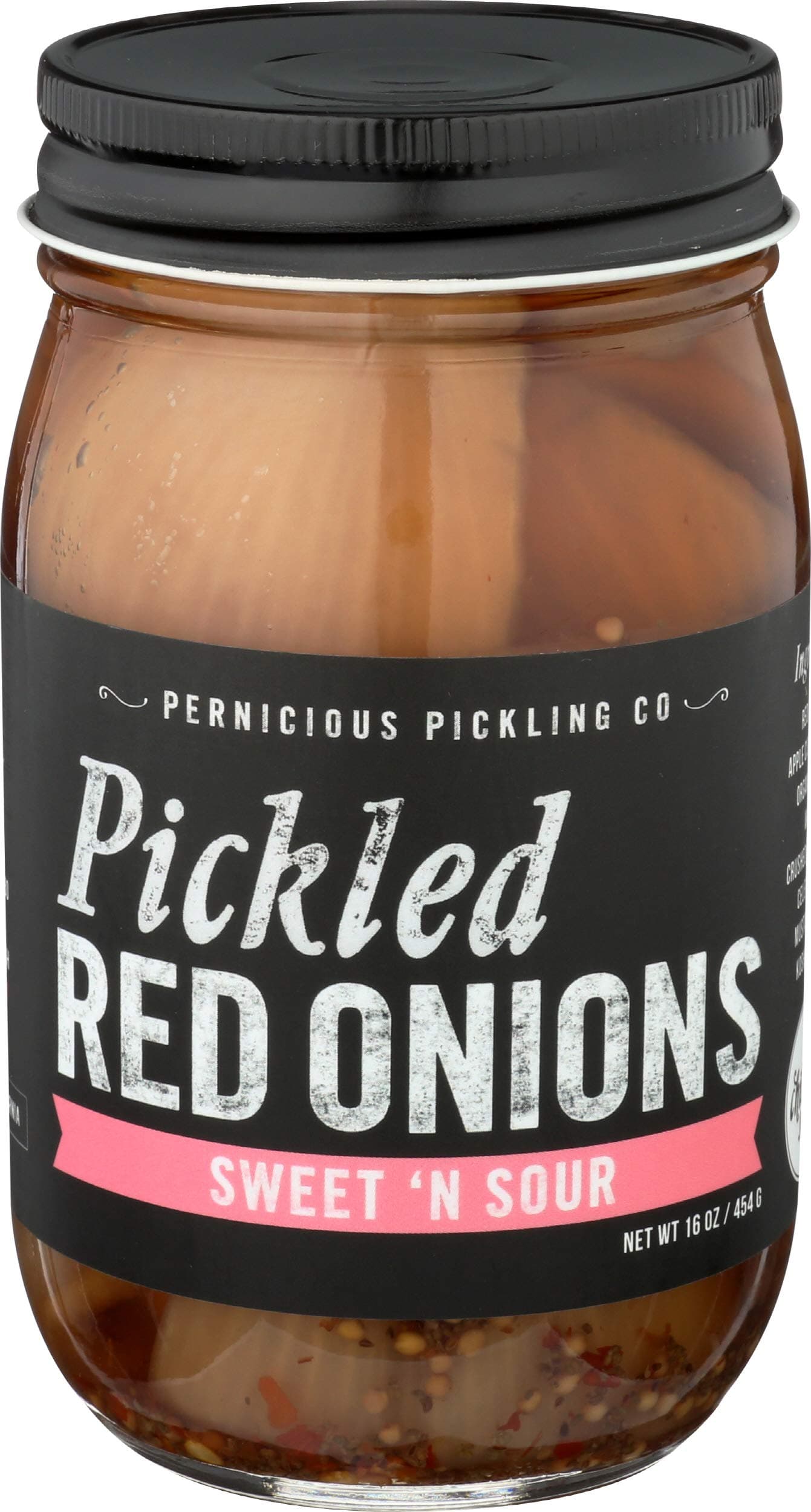 Pernicious Pickling Co., Pickled Red Onions Sweet N Sour, 16 Ounce