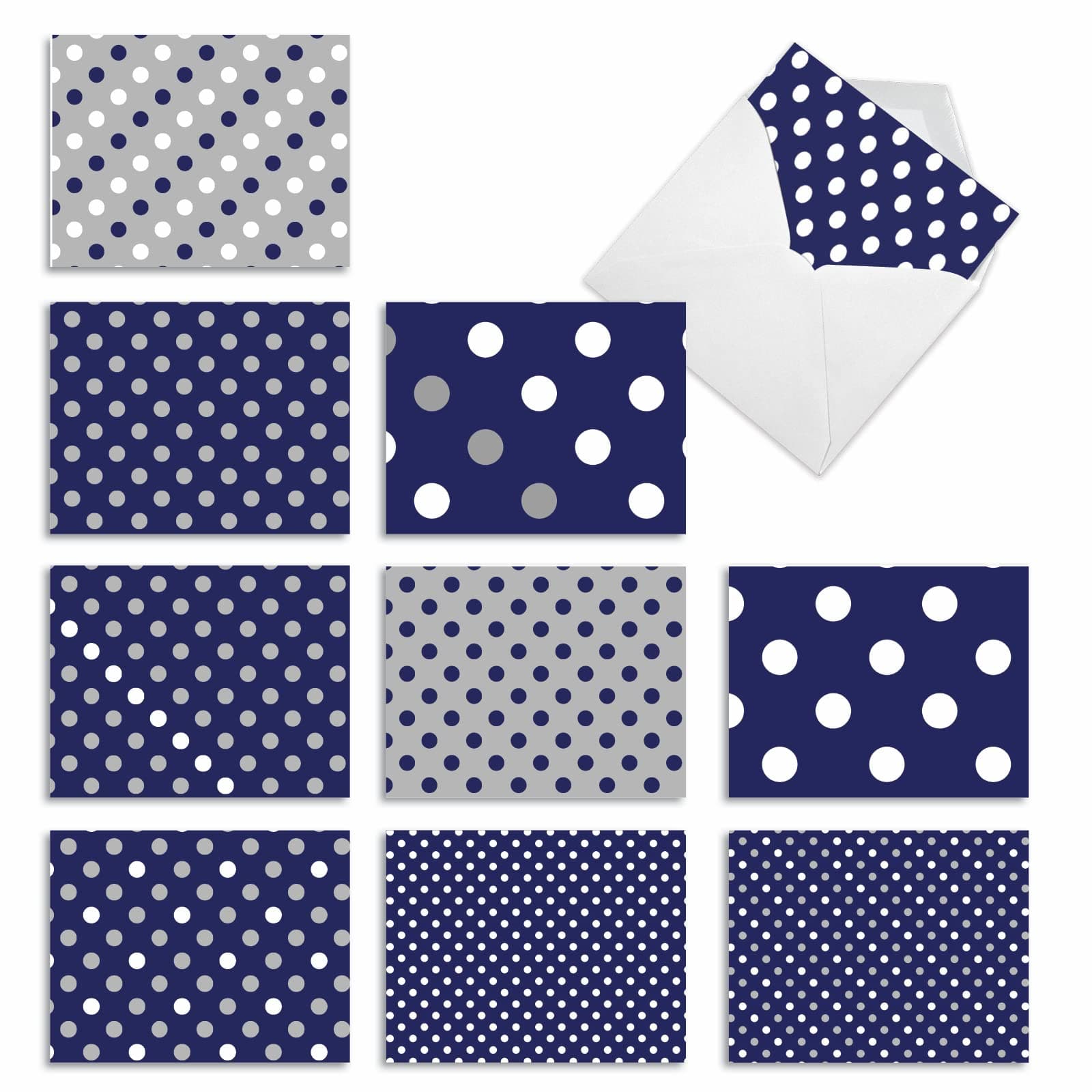 The Best Card Company - 10 Boxed All Occasion Cards with Envelopes (4 x 5.12 Inch) - Colorful, Fun Note Cards Assorted - In the Navy M3067