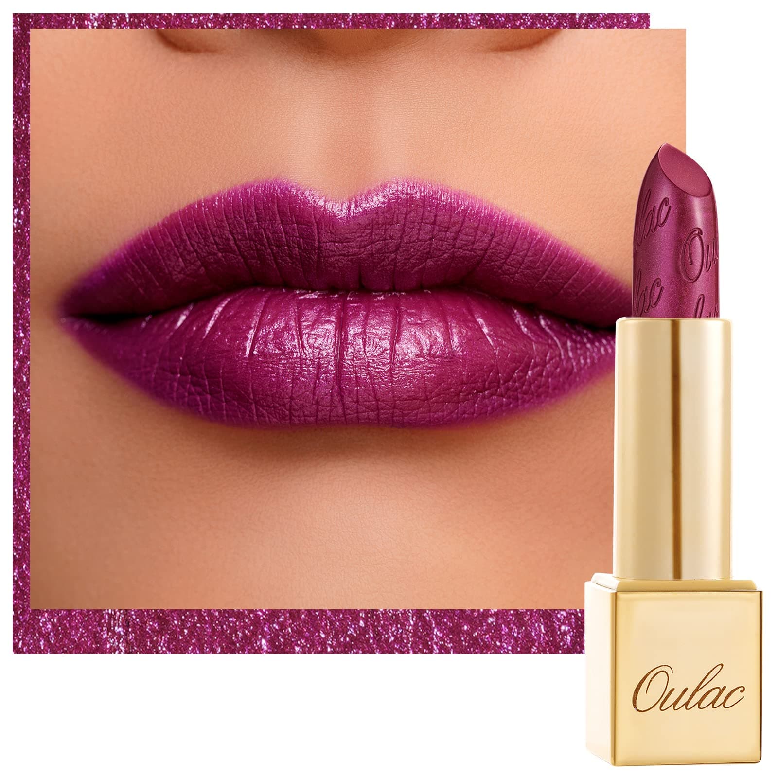Metallic Shine Glitter Lipstick, Purple High Impact Lipcolor, Lightweight Soft and Ultra Hydrating, Long Lasting, Vegan & Cruelty-Free, Full-Coverage Lip Color 4.3 g/0.15 oz Sugar Plum (04)