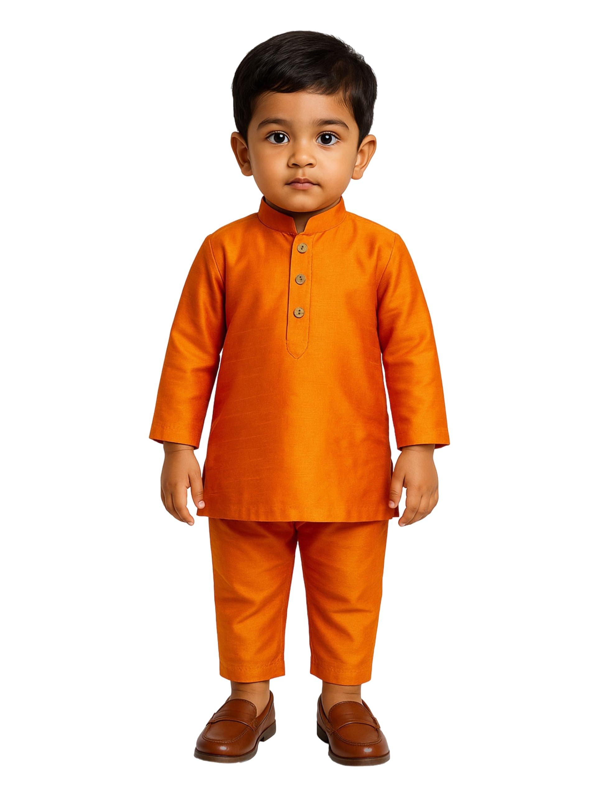 JBN Creation Boys' Kurta Pyjama Set | Silk Blend Kids Ethnic Wear | Festive Traditional Clothing for Holi & Eid