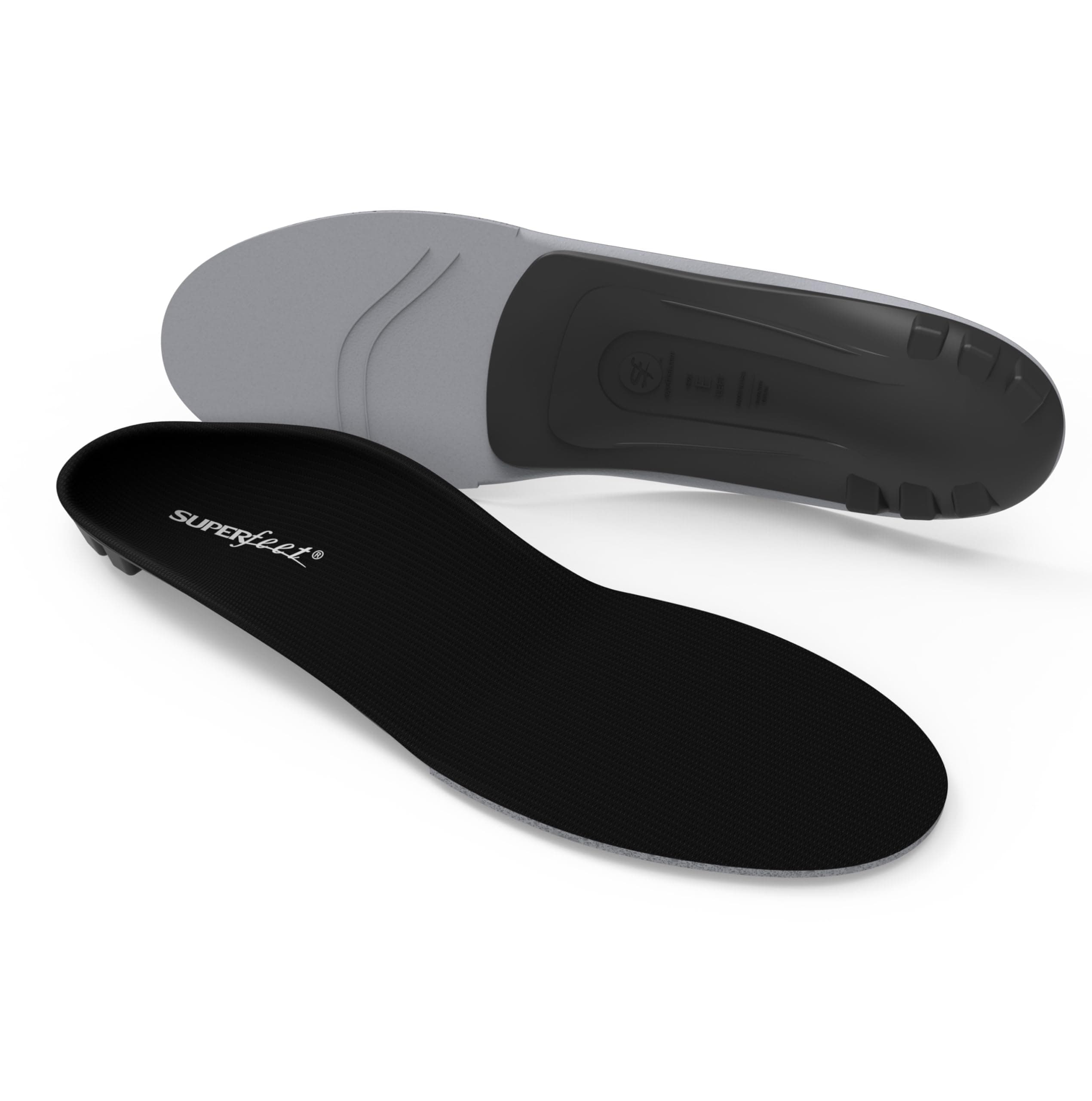 Superfeet All-Purpose Support Low Arch Insoles (Black) - Trim-To-Fit Orthotic Shoe Inserts for Thin, Tight Shoes - Professional Grade - 9.5-11 Men / 10.5-12 Women