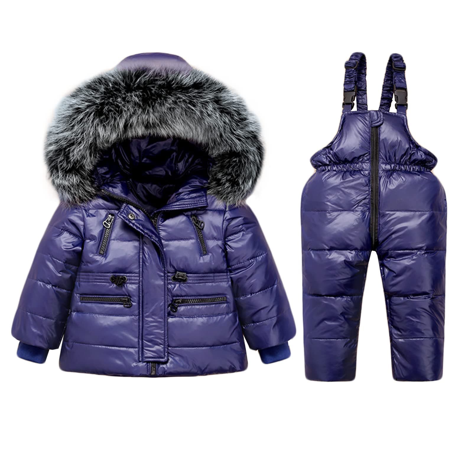 Kids Snowsuit 2-Piece Skisuit Set - Winter Puffer Jacket and Snow Bib Pants