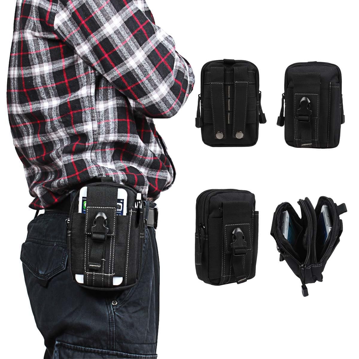 Tactical EDC Cell Phone Pouch, Molle Utility Pouches Gadget Organizer Phone Holder Waist Pack IFAK Bag Smartphone Pouch Tool Holster Pocket