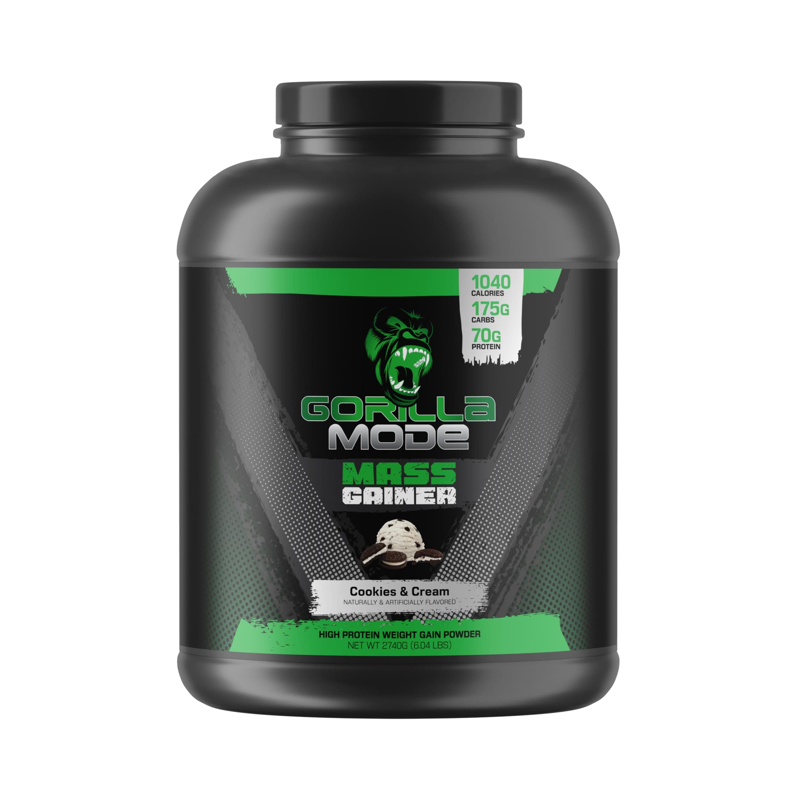 Gorilla Mind Mass Gainer (Cookies & Cream) β 70g Protein | 1040 Calories | 175g Carbs | High Protein Weight Gain Powder
