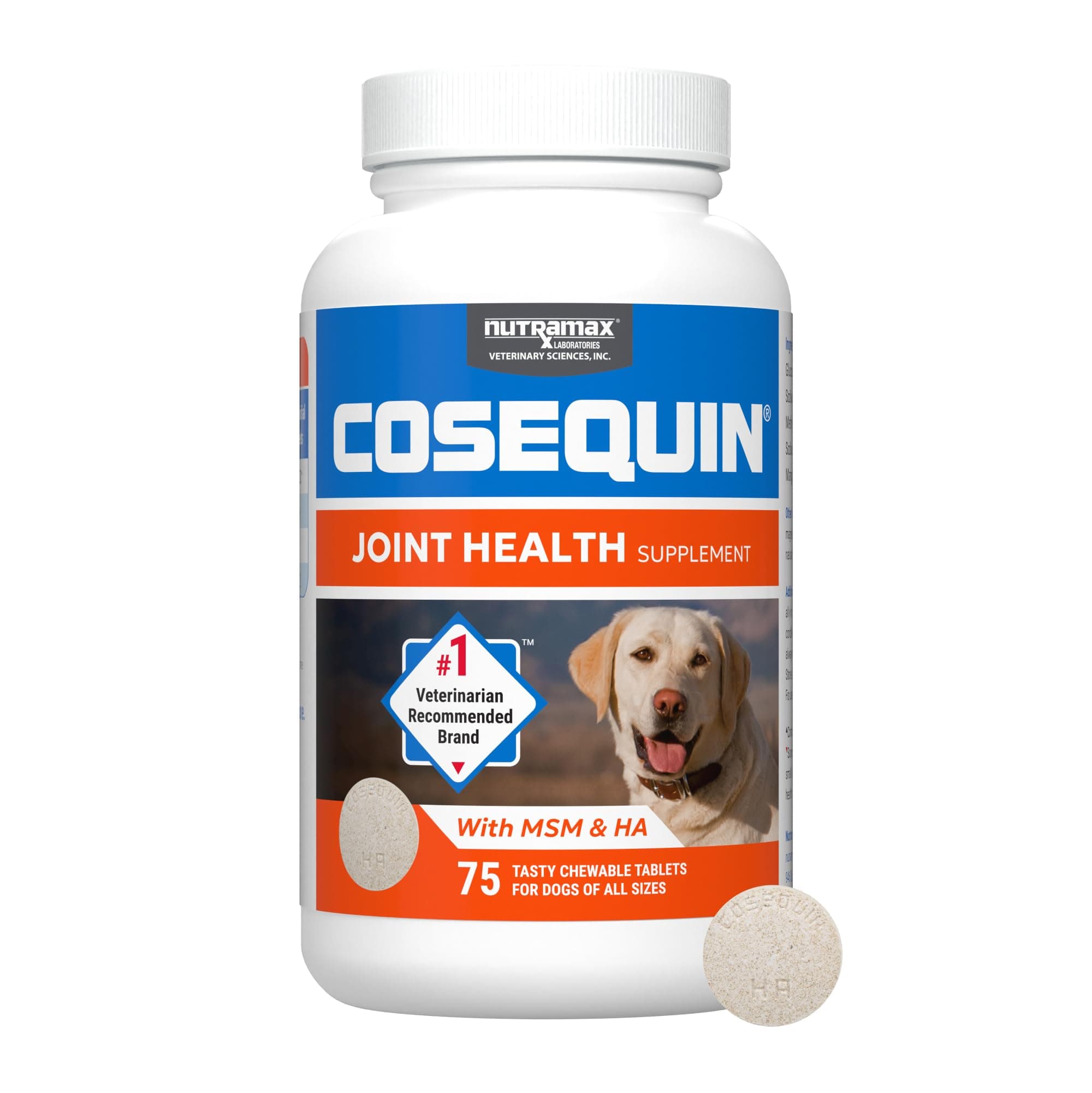 Nutramax Cosequin for Dogs Joint Health Supplement, Contains Glucosamine for Dogs, Plus Chondroitin, MSM and HA, Supports Healthy Joints, Chewable Tablets, 75 Count