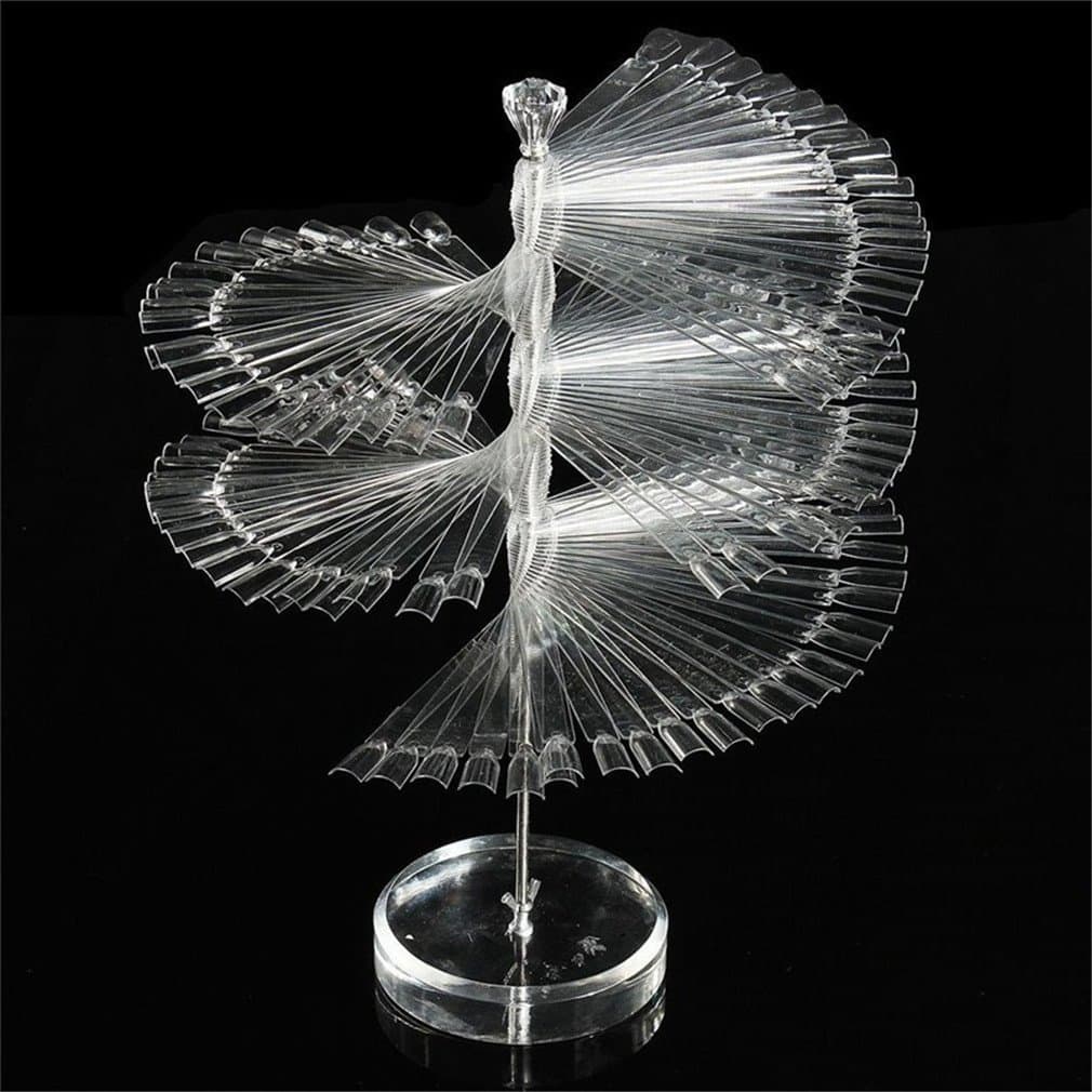 120 Pcs Clear False Nail Practic Tips Sticks Display Stand Spiral Display Shelf for Uv Gel Nail Polish Color Chart