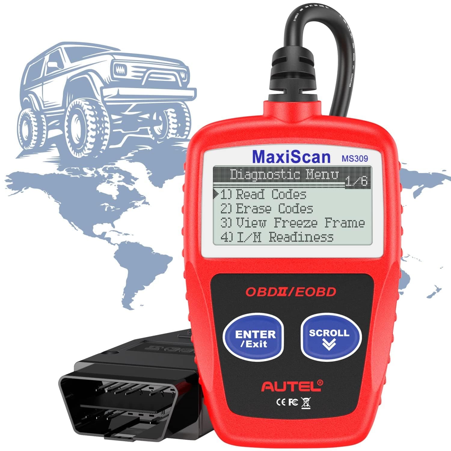 OBD2 Scanner MaxiScan MS309 Car Check Engine Code Reader, Check Emission Monitor Status, Newer CAN Diagnostic Scan Tool for All OBD II Protocol Vehicles After 1996