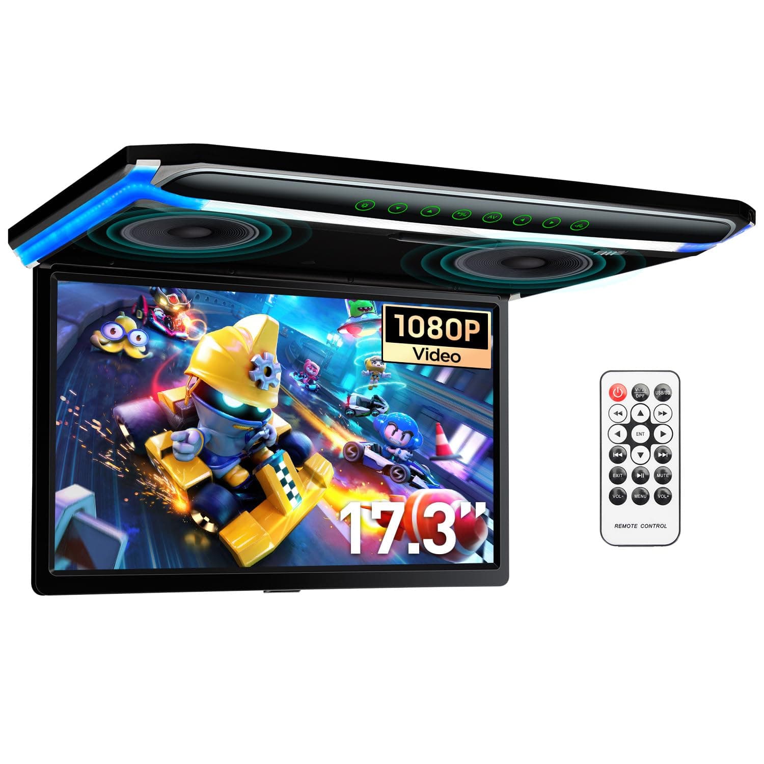 XTRONS® 17.3 Inch 16:9 Ultra-Thin FHD Digital TFT Screen 1080P Video Car Overhead Player Roof Mounted Monitor HDMI Port 1920 * 1080 Full High Definition (No DVD)