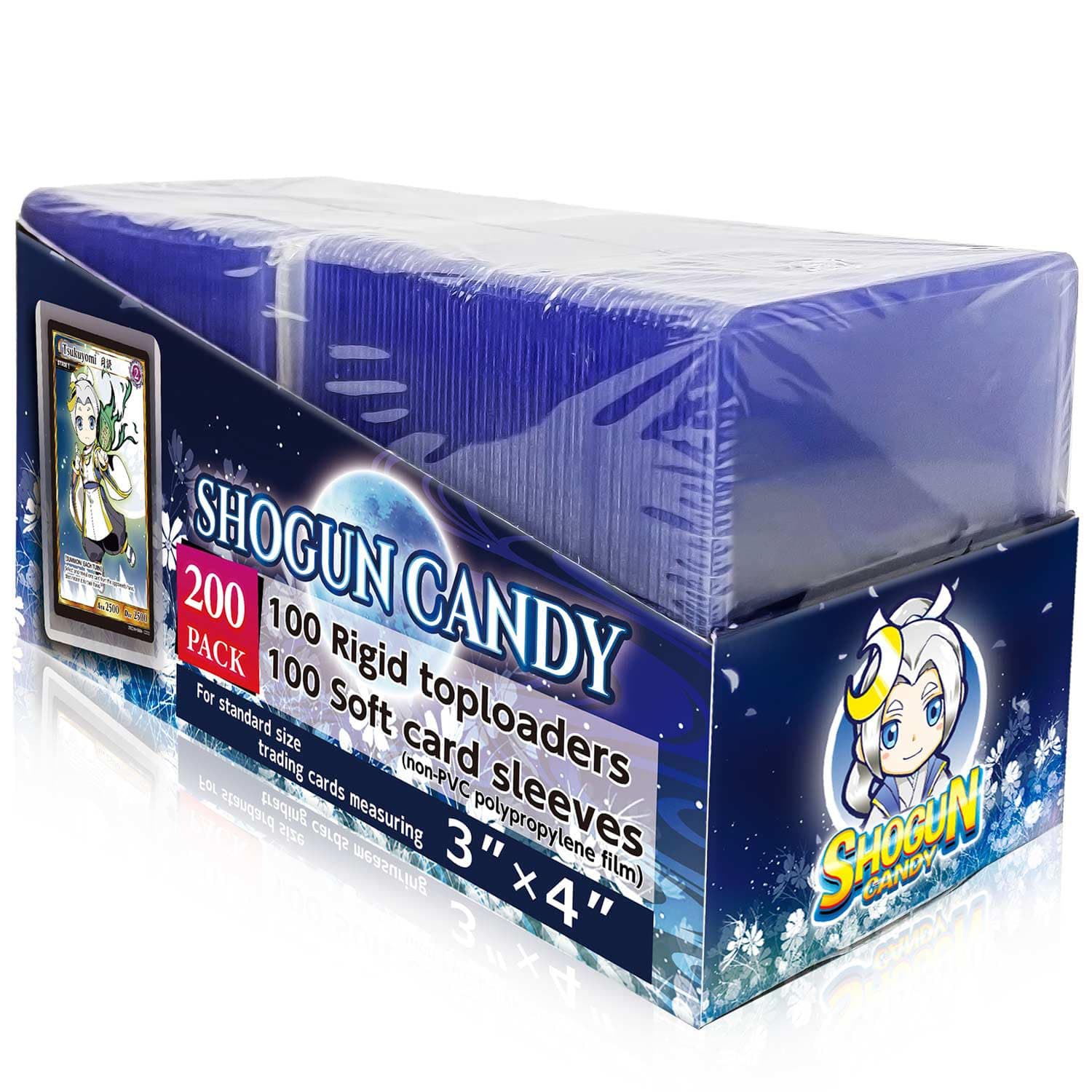 SHOGUN CANDY Trading Card Game Card Protectors for Standard Size 3" x 4" 100 Rigid toploaders 100 Soft Card Sleeves