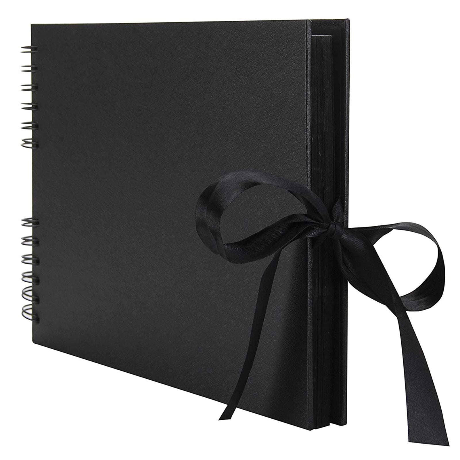 Scrapbook Photo Album RECUTMS 80 Pages Handmade DIY Album Craft Paper, 12.4" L x 8.27" W for Memory Book Wedding Guest Book,Anniversary,Valentines Day Gifts (Black)