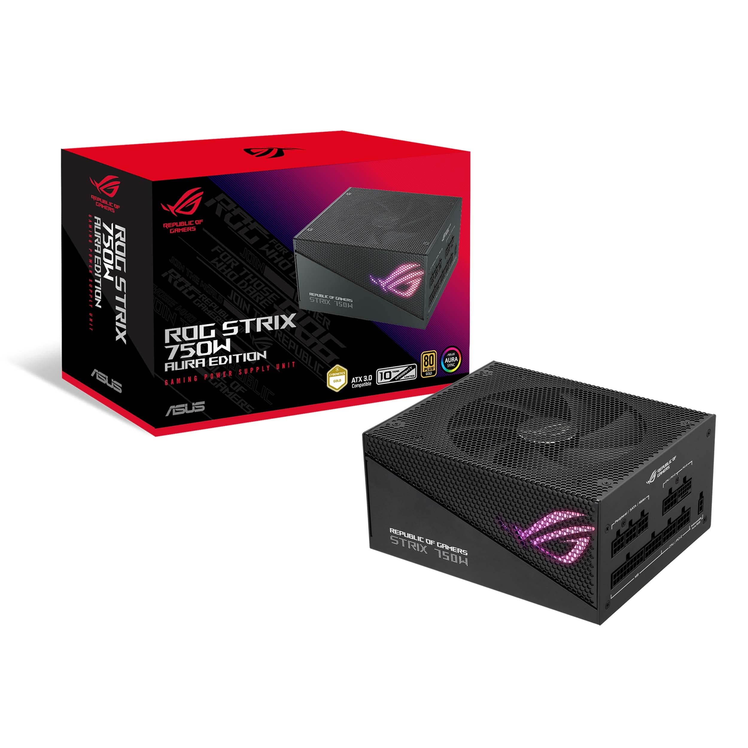 ROG Strix 750W Gold Aura Edition (Fully Modular Power Supply, 80+ Gold Certified, ATX 3.0, Cybenetics Lambda A++ Certification, PCIe Gen 5.0 Ready, Axial-tech Fan, Aura Sync, 10 Year Warranty)