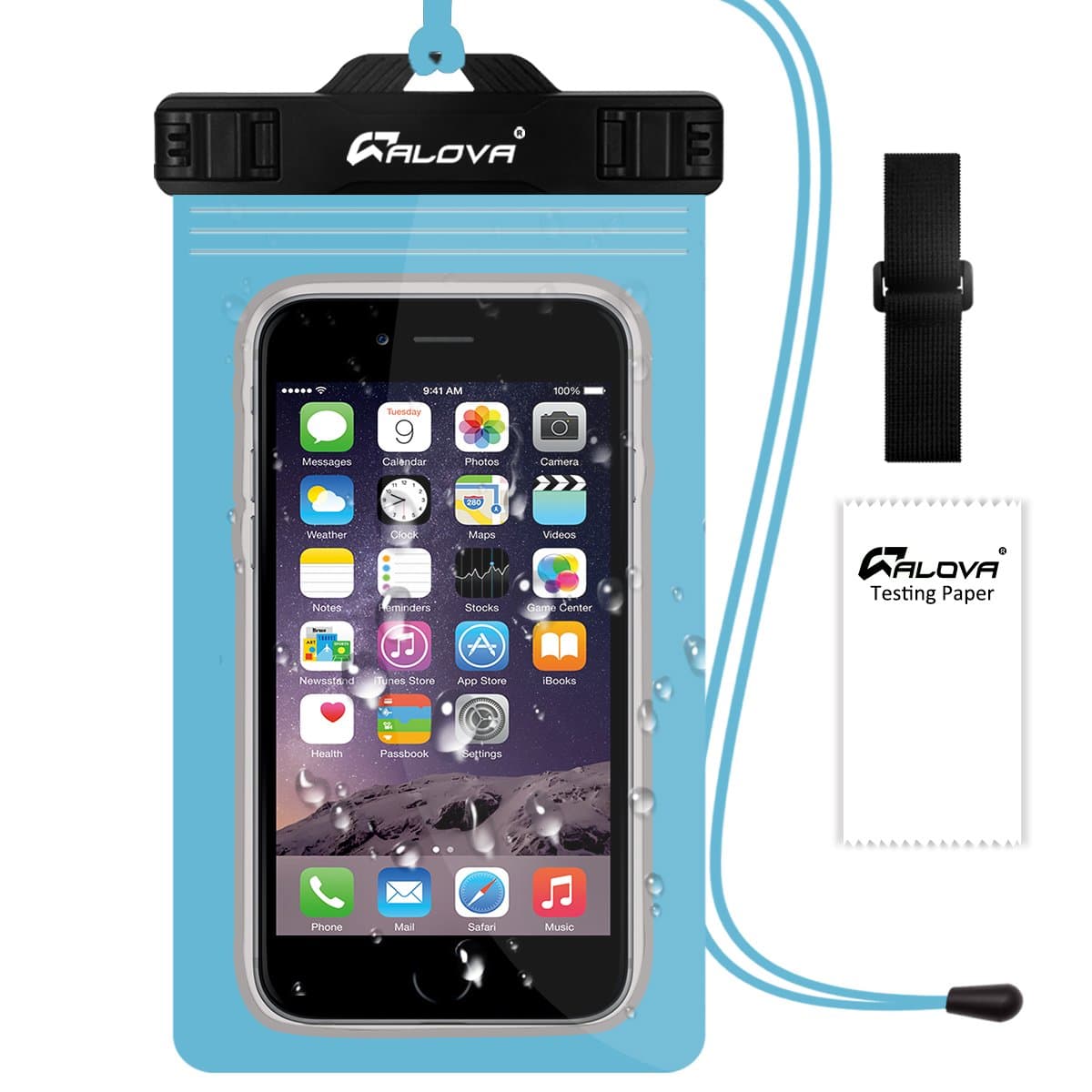 Waterproof Case - IP68 Double Insurance Cell Phone Bag Pouch - Snow Proof - Dustproof - for iPhone 6S 7 7Plus - Any Smartphone up to 6.0" - ALOVA(Blue)