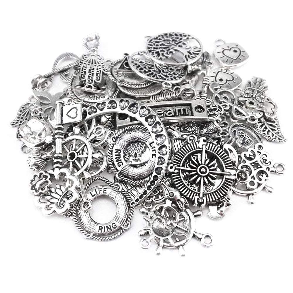 Yueton® 100 Gram Assorted Antique Charms Pendant for Crafting, Jewelry Making Accessory