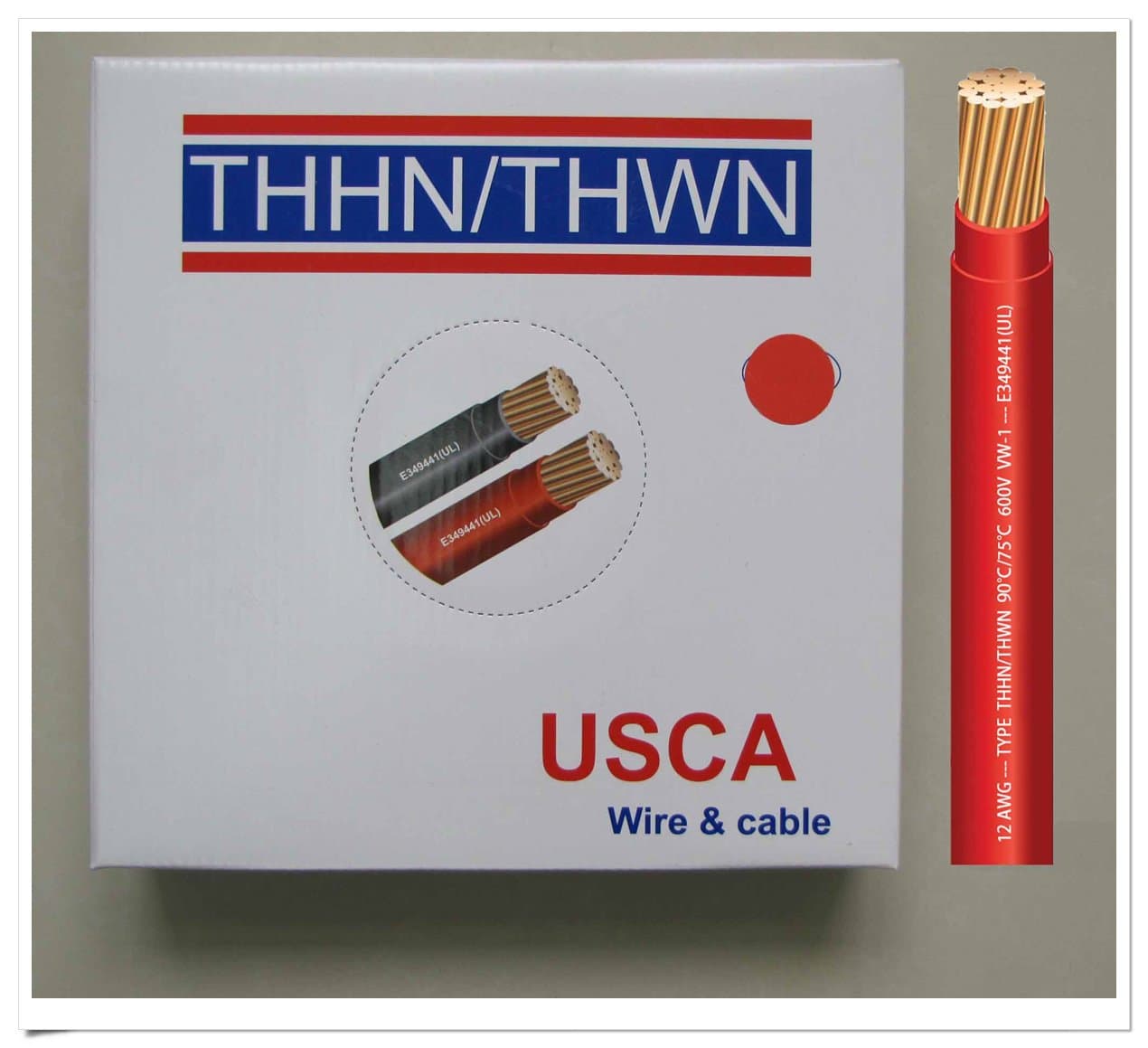 USCA Stranded THHN/THWN 12 AWG Building Wire, 500 FT, Red,600 Volt, 90C