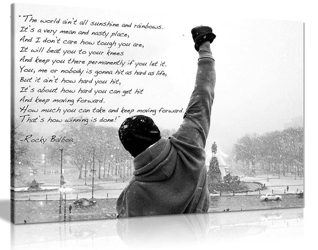 Panther Print, Canvas Wall Art, Quality Rocky Picture Prints for Walls, Framed Art, Gym Decor, Inspirational Quotes & Motivational Art Print, Rocky Hope Quote, Print for Special Occasions (18x12 Inch)