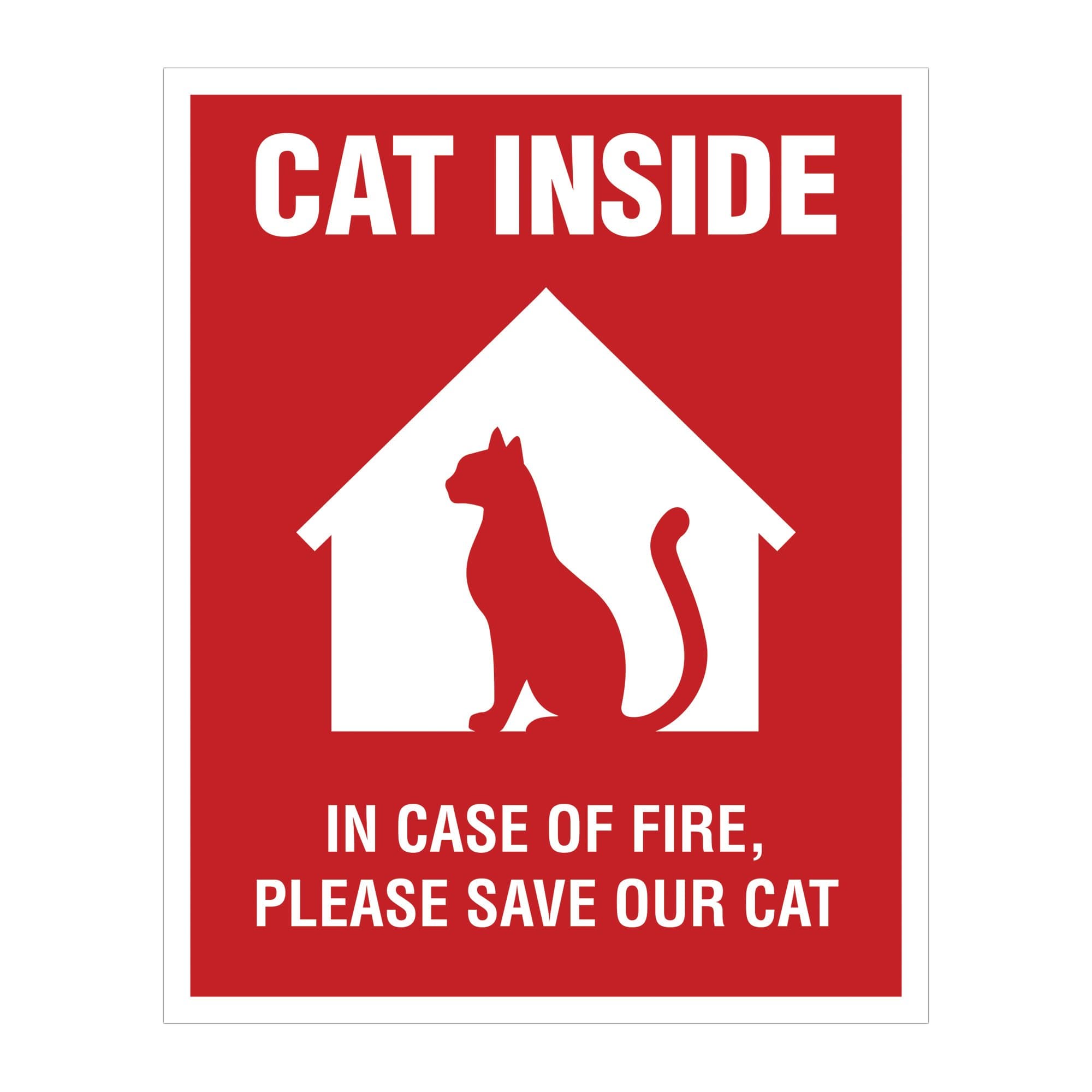 Cat Inside Sticker - 4 Pack - 4x5 inches - Cat Alert Safety Window Sign