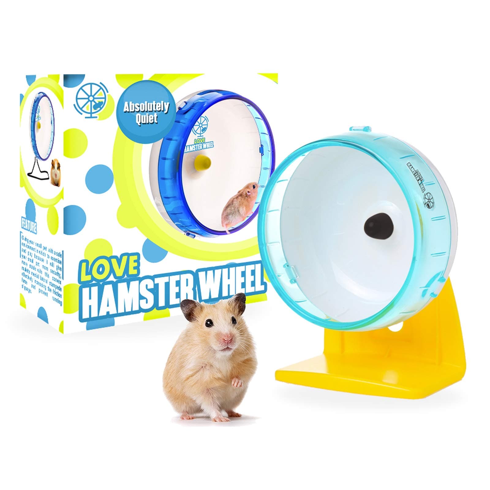 Robo Hamster Wheel 5” Pet Quiet Spinner Comfort Exercise Quiet Wheel and Easy Attach to Wire Cage for Small Pets 2 Oz Dwarf Hamsters Gerbils Hedgehogs Mice - Premium PP Material