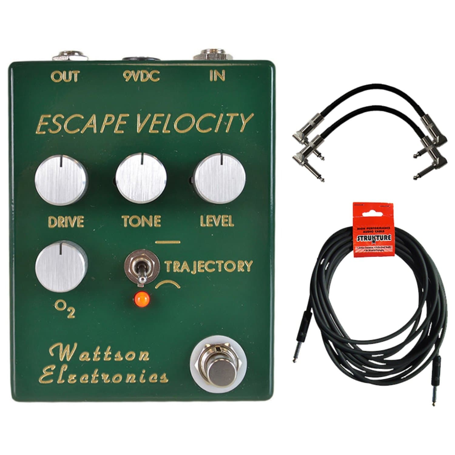 Wattson Escape Velocity Overdrive Pedal w/ 3 Cables