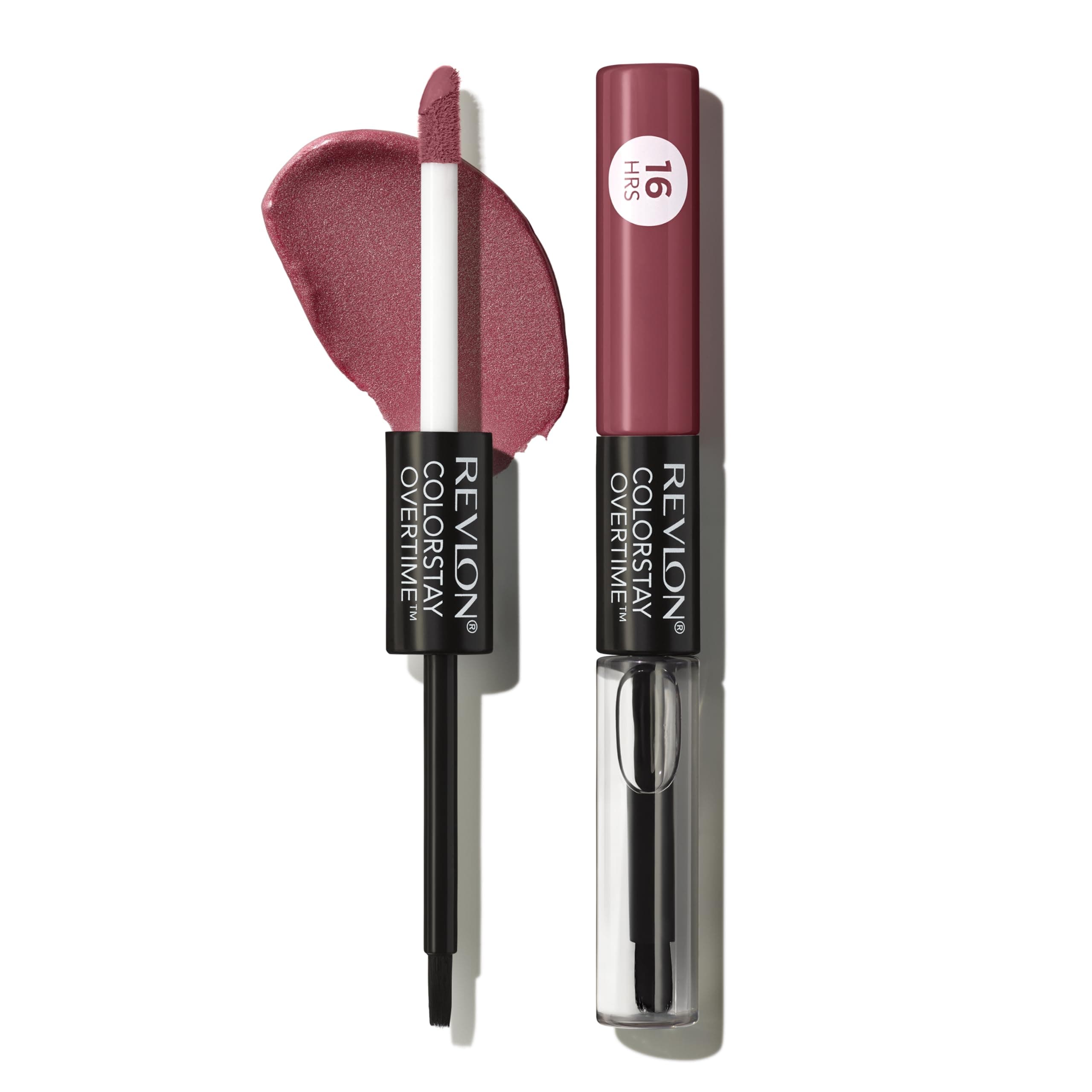 Liquid Lipstick With Clear Lip Gloss By Revlon, Colorstay Face MakEUp, Overtime Lipcolor, Dual Ended With Vitamin E In Plum / Berry, Relentless Raisin (270), 0.07 Oz