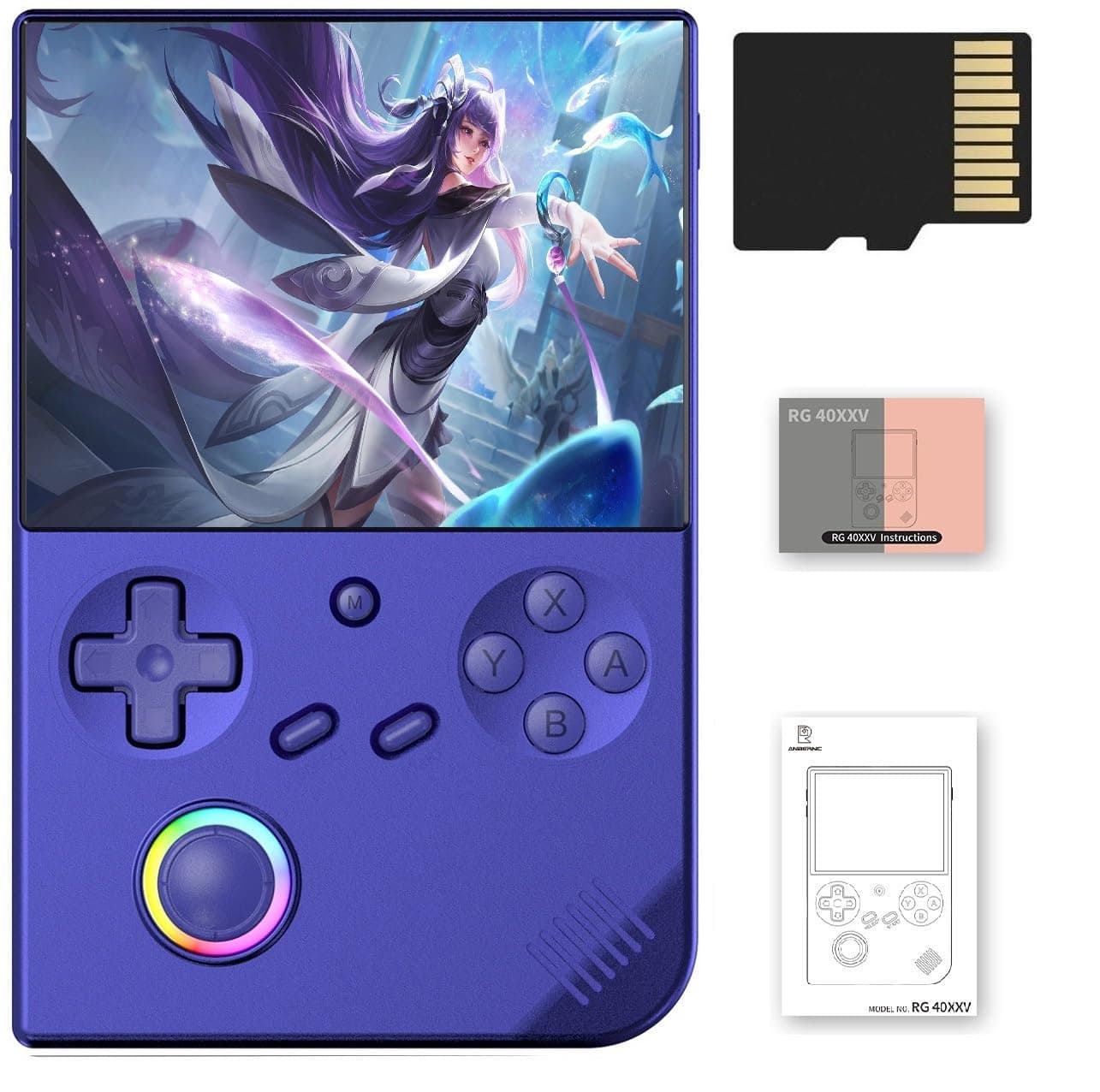 RG40XX V Retro Handheld Game Console , RG40XXV 4.0 Inch IPS Screen Linux System Built-in 64G TF Card 5528 Games Support TV Output 5G WiFi Bluetooth 4.2(Blue)