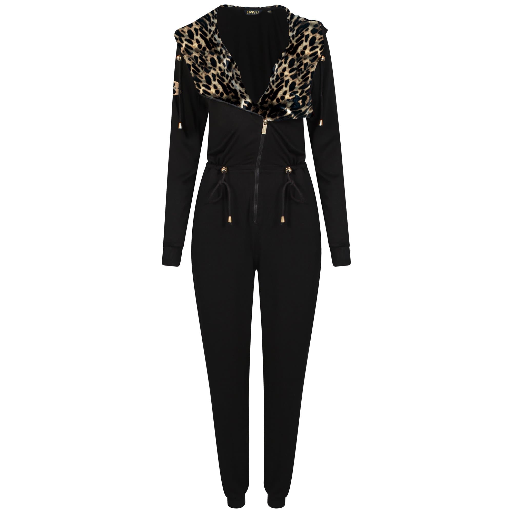 BronzieChelsea Leopard Jumpsuit After Tan Garment for Tan Protection Medium/Large