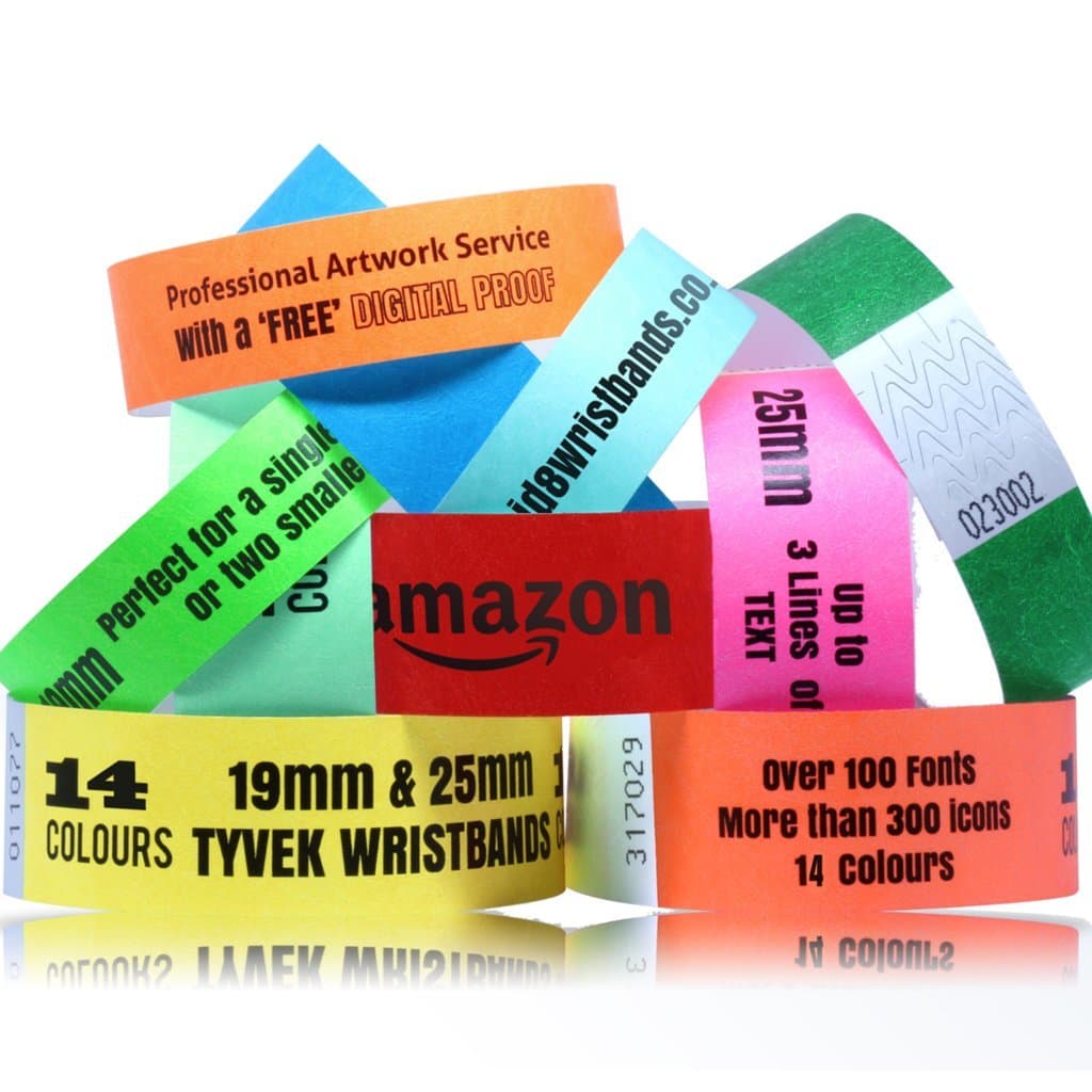 Tyvek Security Wristbands For Party, Events, Festivals: 19mm - 14 Colors - 50/100/250/500/1000 Pack