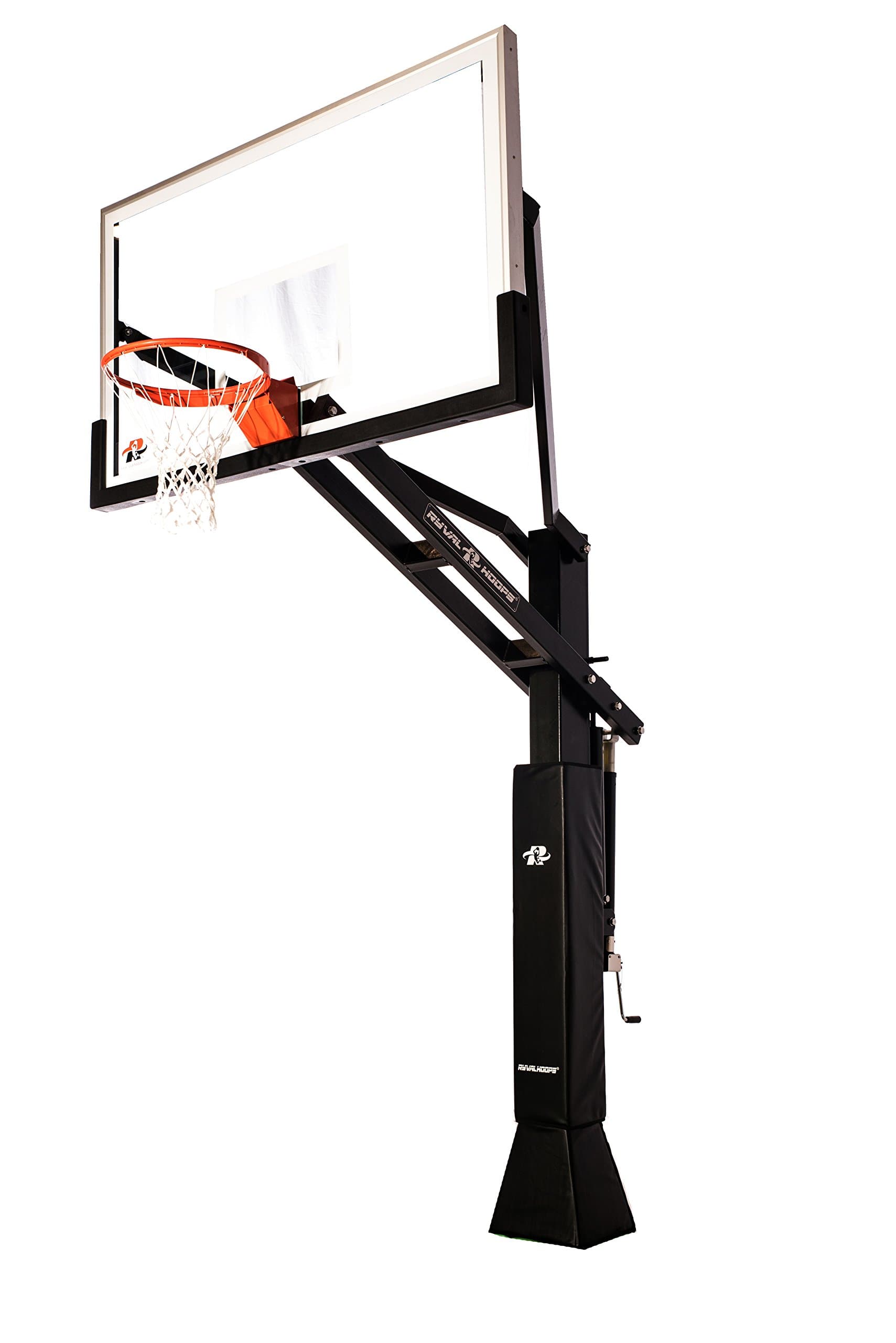 Ryval C872 Basketball Hoop - 72” Clear -View Tempered Glass Backboard, Height Adjustable for Children & Adults, In Ground Basketball Goal, Competition Breakaway Rim