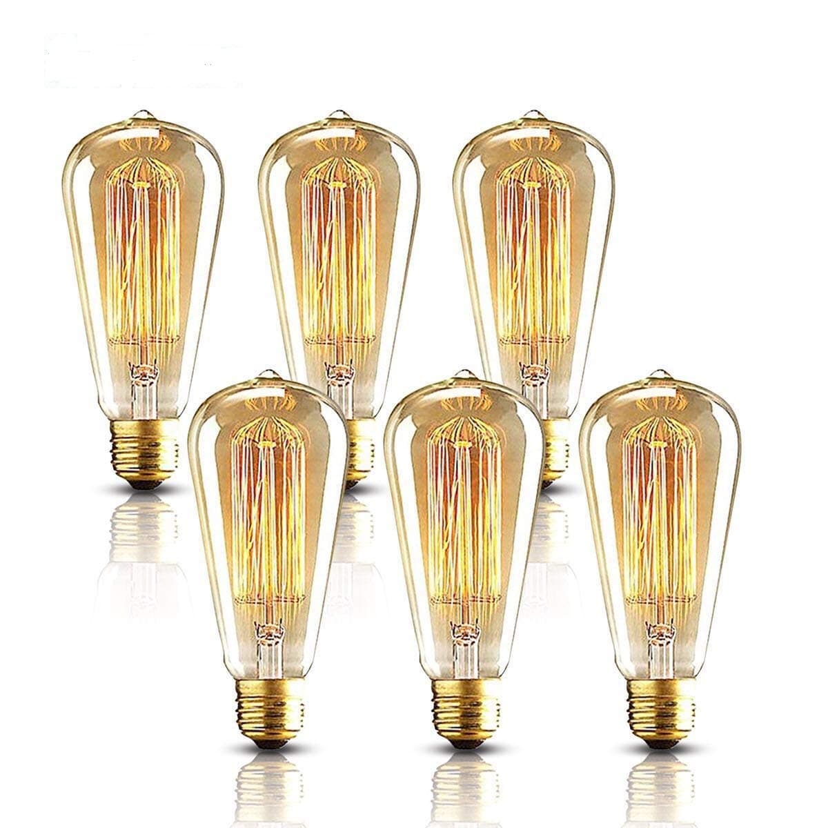 Senbao Edison Bulbs-Vintage Light Bulb 40W-E27 Edison Style Squirrel cage Filament Dimmable Glass Antique Lamp Romantic Cafe Light Filament 6 Pack